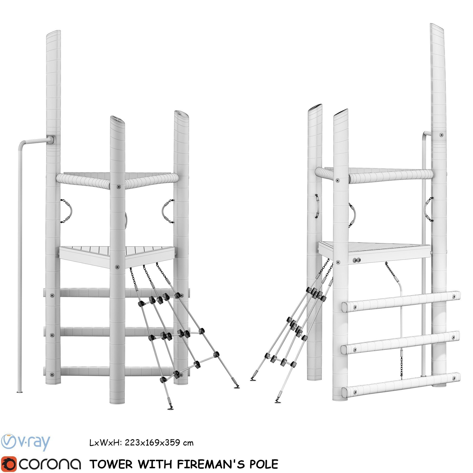 Kompan Tower and Net  3D model_11