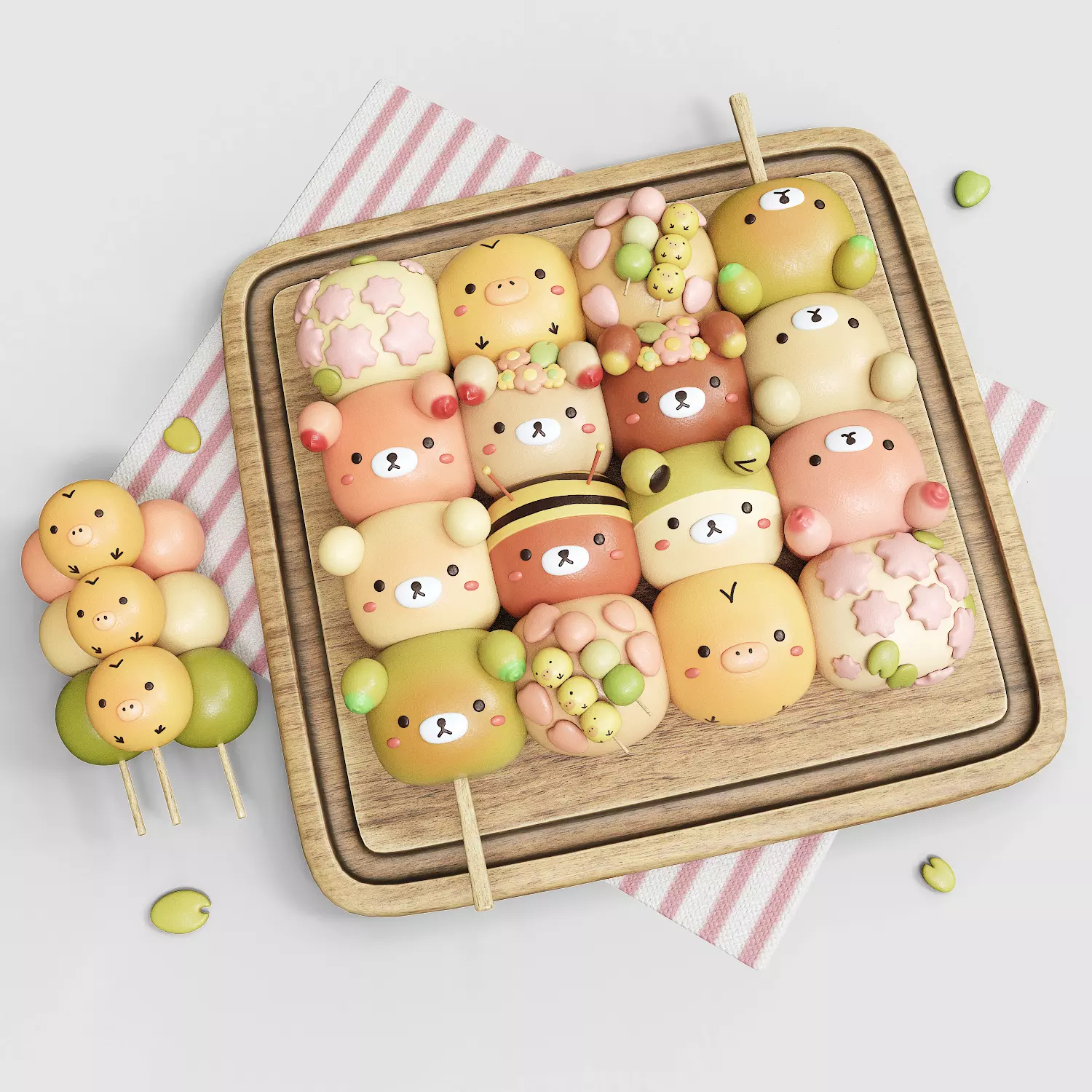 Delicious Japanese Dangos 3D model_0
