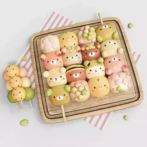 Delicious Japanese Dangos 3D model