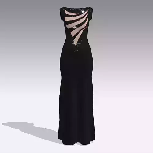 DRESS BLACK STARLIGHT LONG DRESS MODERN STYLE LOOK