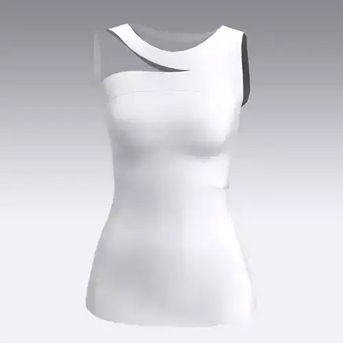MODERN BLOUSE WHITE ASYMETRIC NECKLINE LOOK