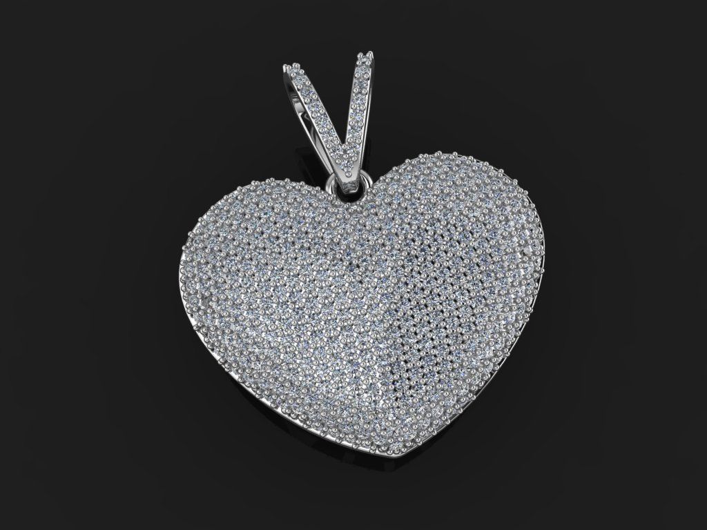 Pendant heart with diamonds 3D print model_4