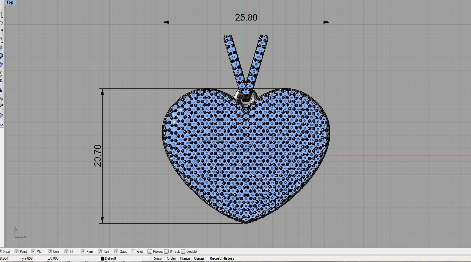 Pendant heart with diamonds 3D print model_8