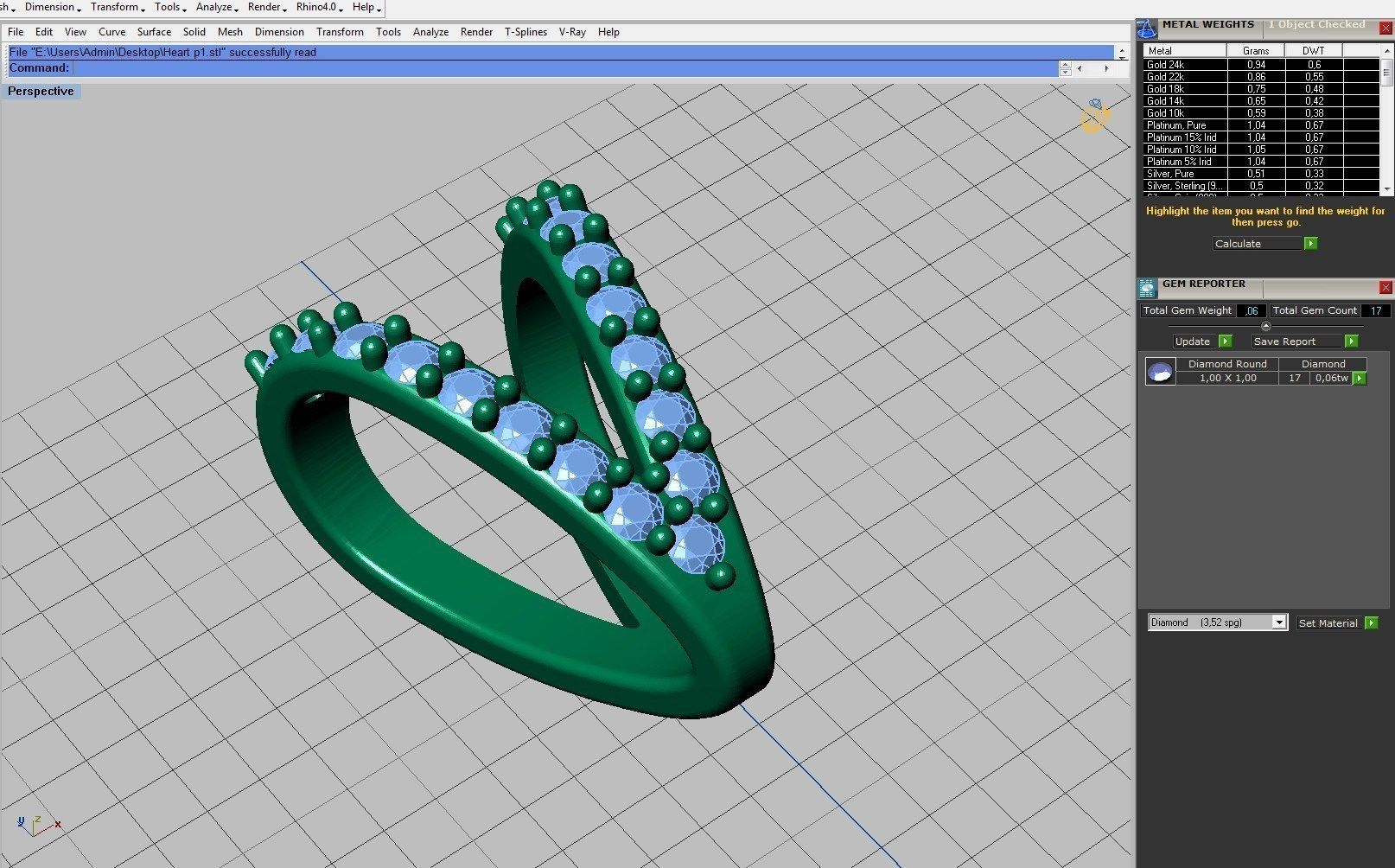 Pendant heart with diamonds 3D print model_14