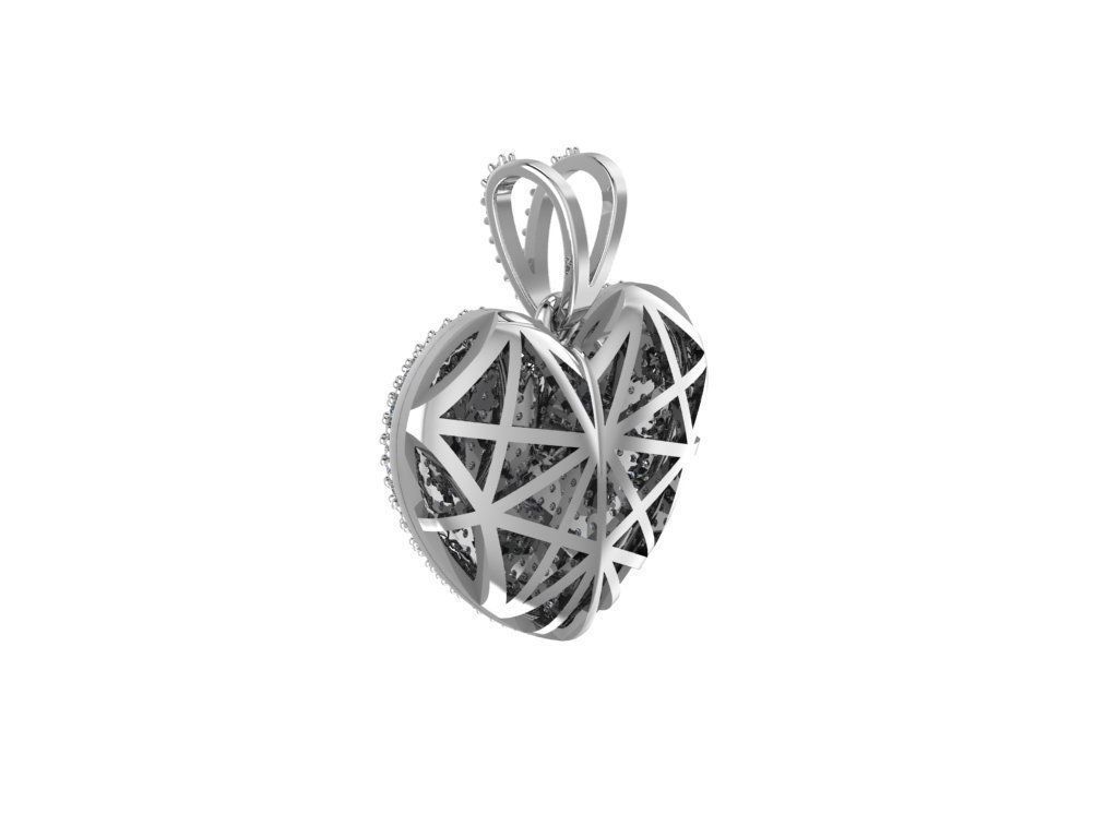 Pendant heart with diamonds 3D print model_7