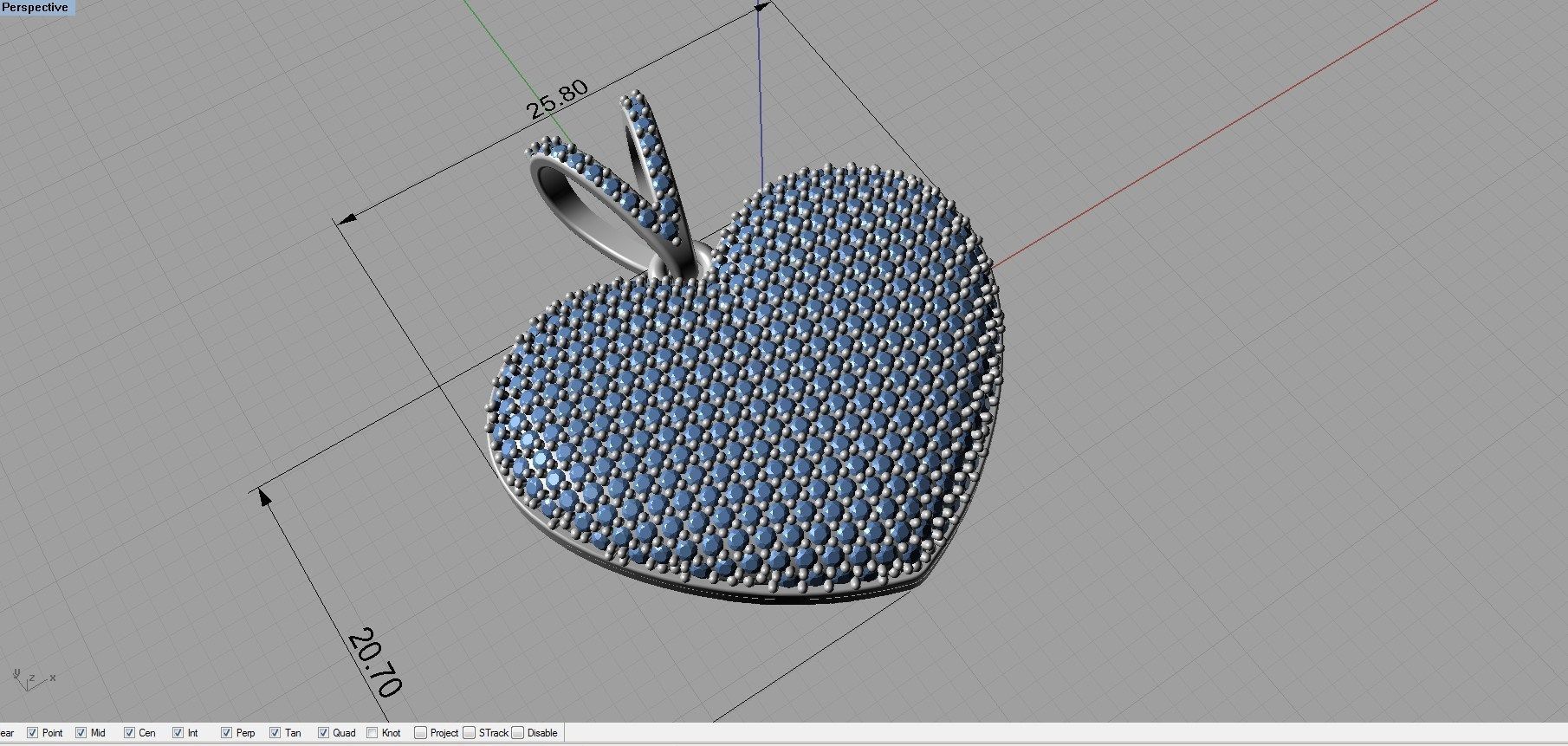 Pendant heart with diamonds 3D print model_10