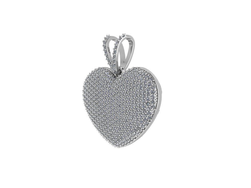 Pendant heart with diamonds 3D print model_3