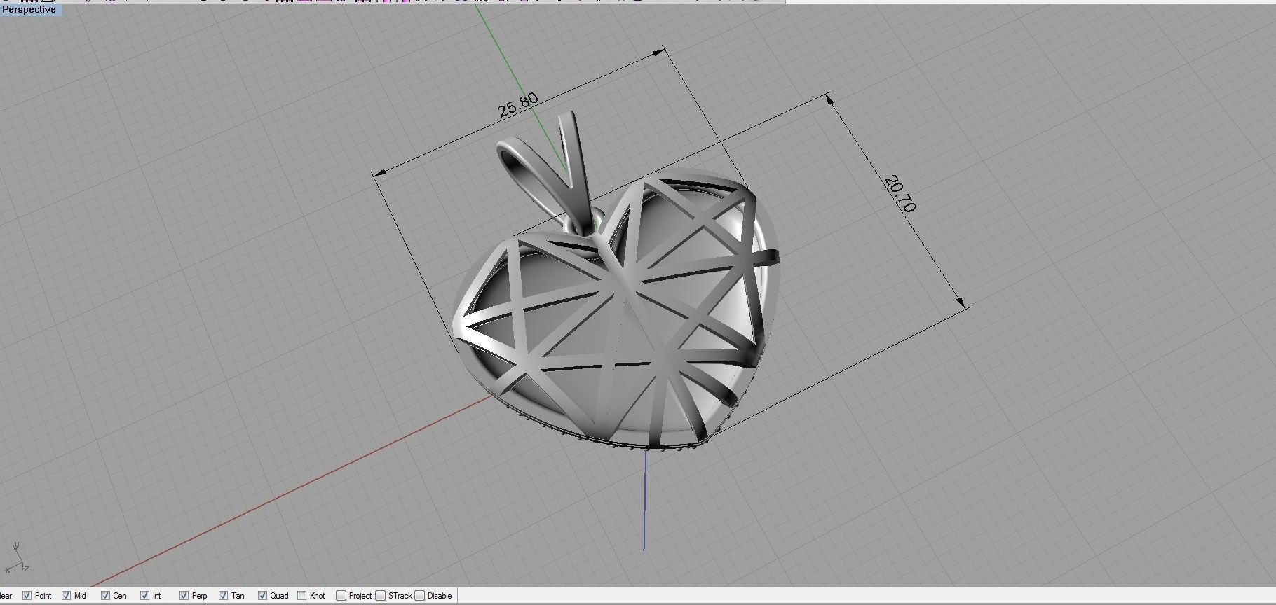 Pendant heart with diamonds 3D print model_11