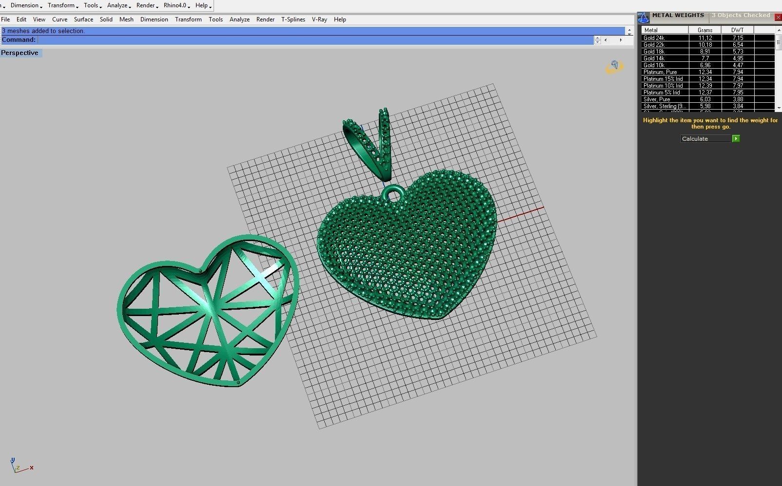 Pendant heart with diamonds 3D print model_20