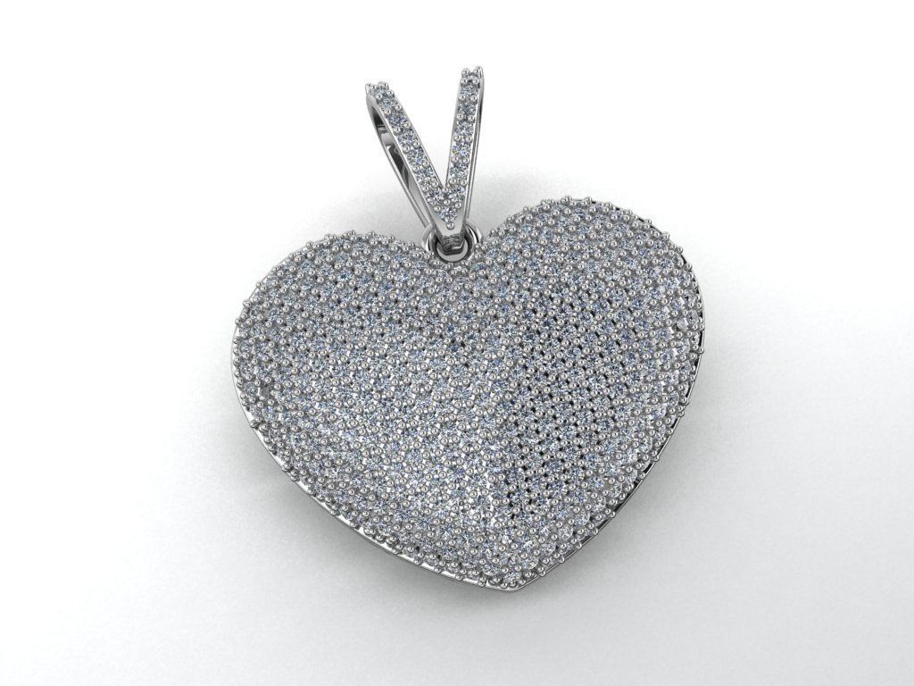 Pendant heart with diamonds 3D print model_5