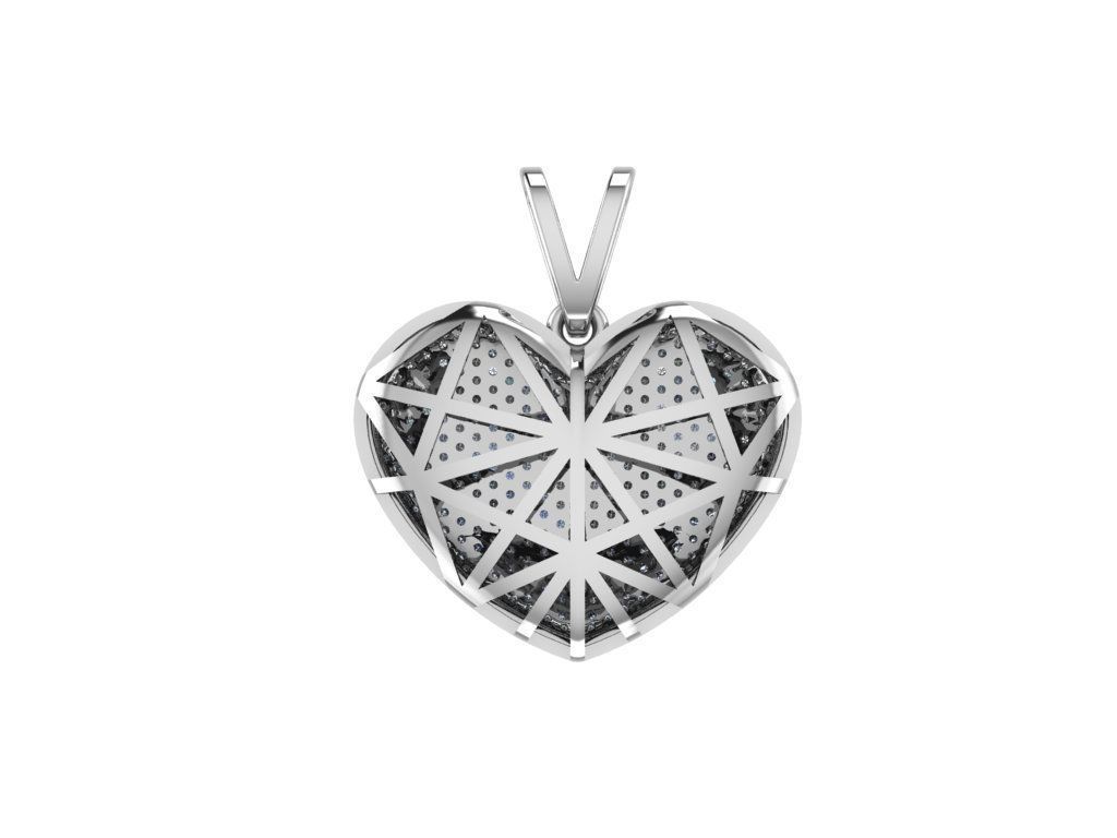 Pendant heart with diamonds 3D print model_6