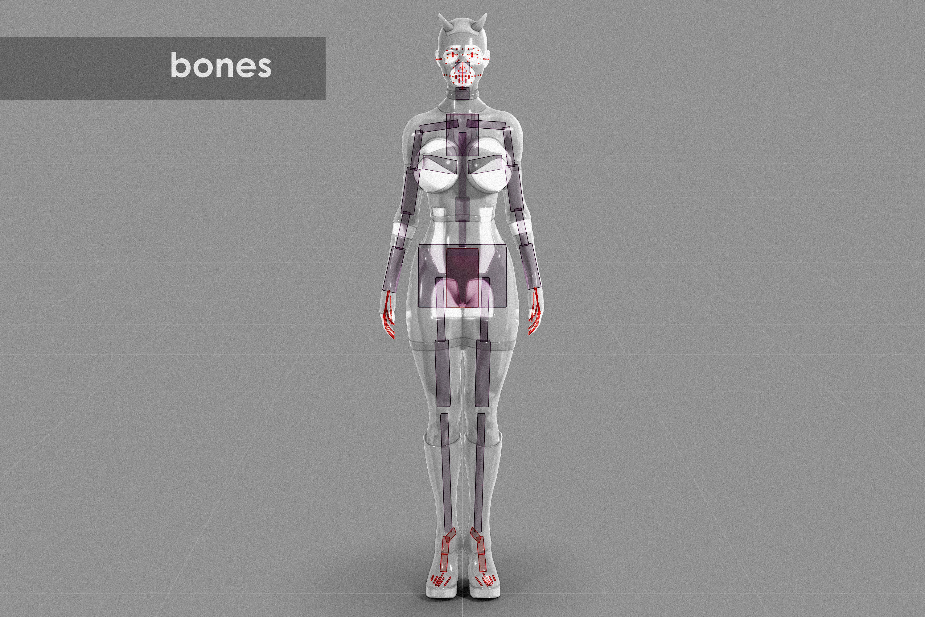 3D Hentai Woman in Latex Suit Rigged 3D model_9