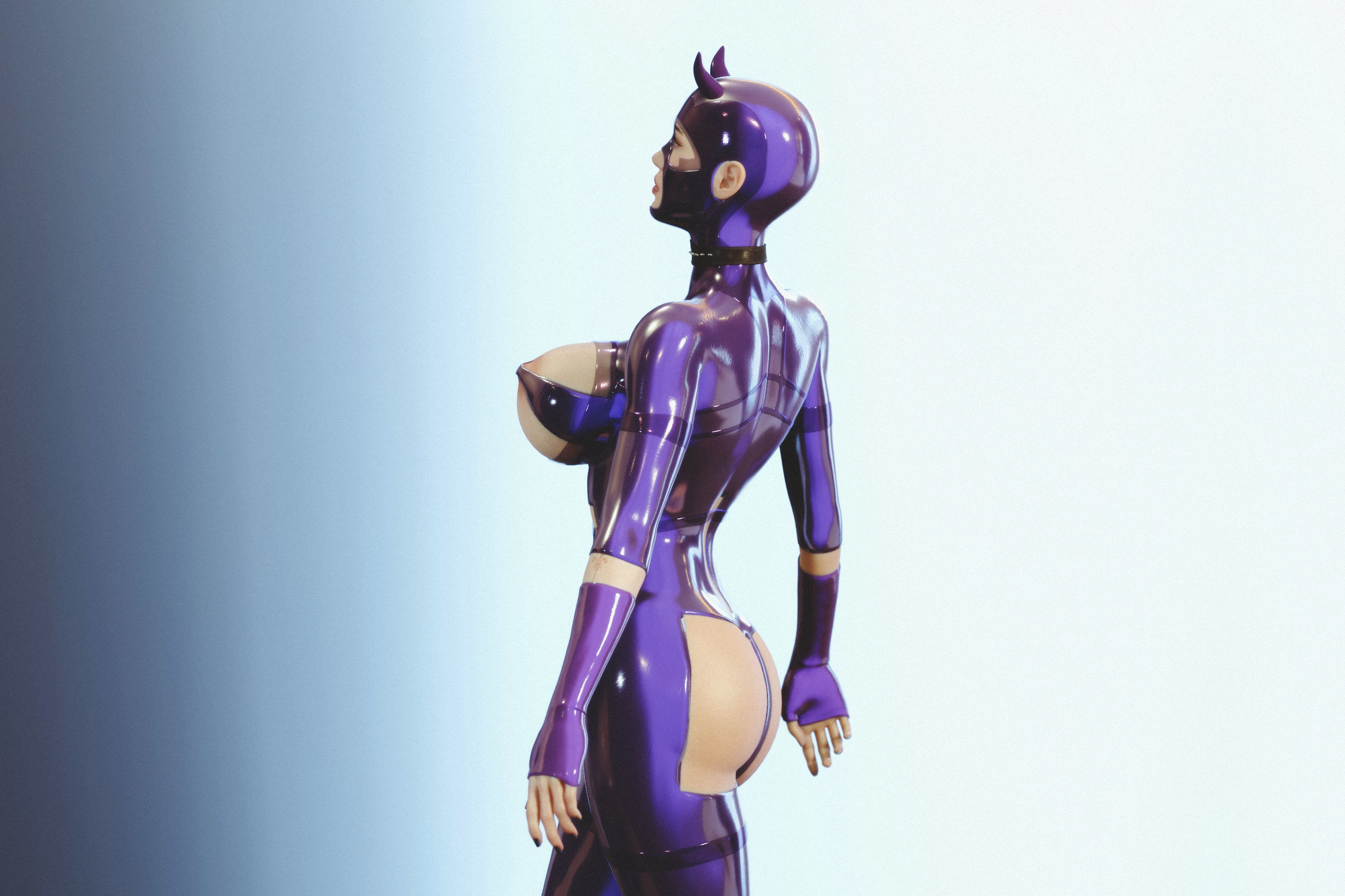 3D Hentai Woman in Latex Suit Rigged 3D model_11