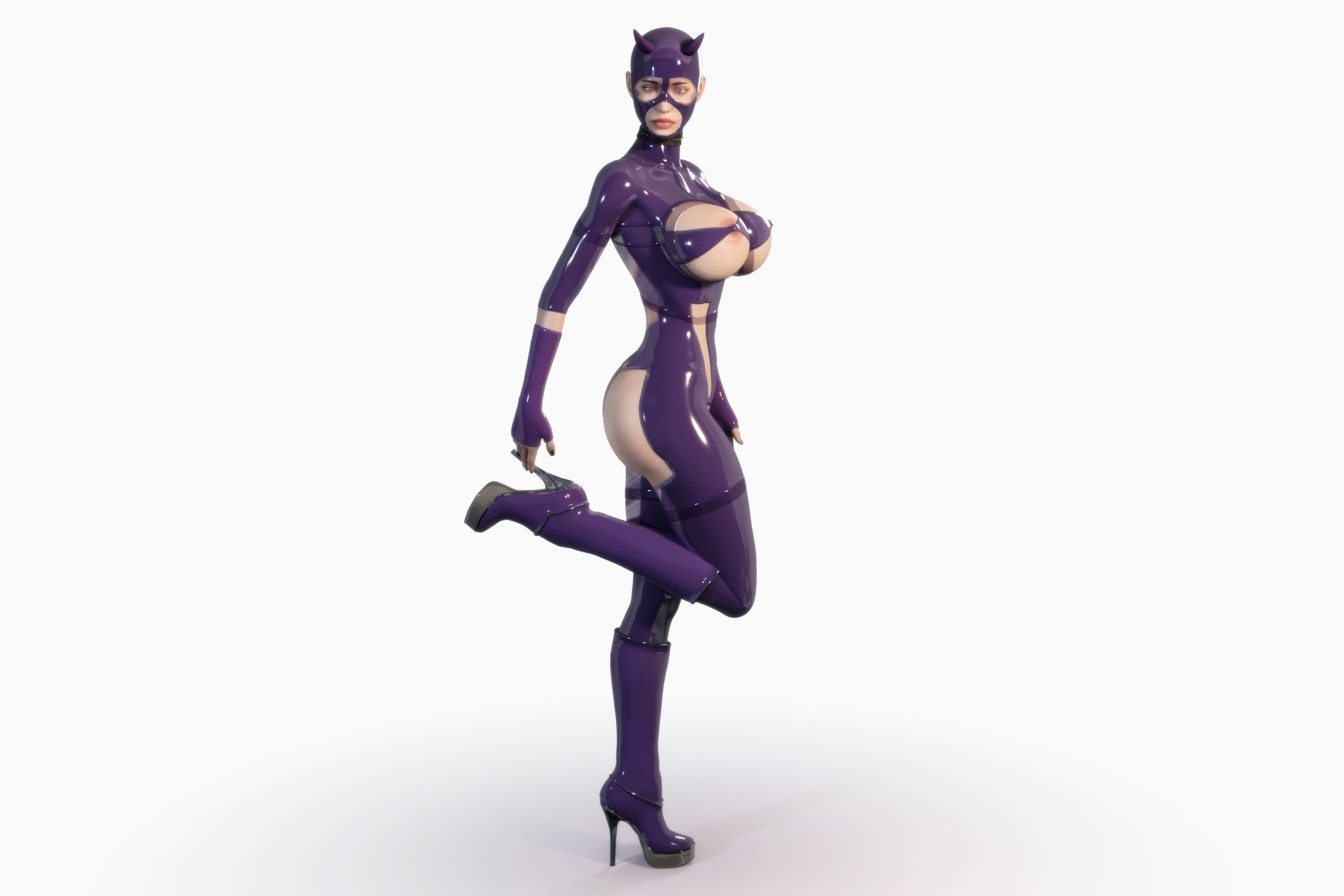 3D Hentai Woman in Latex Suit Rigged 3D model_16