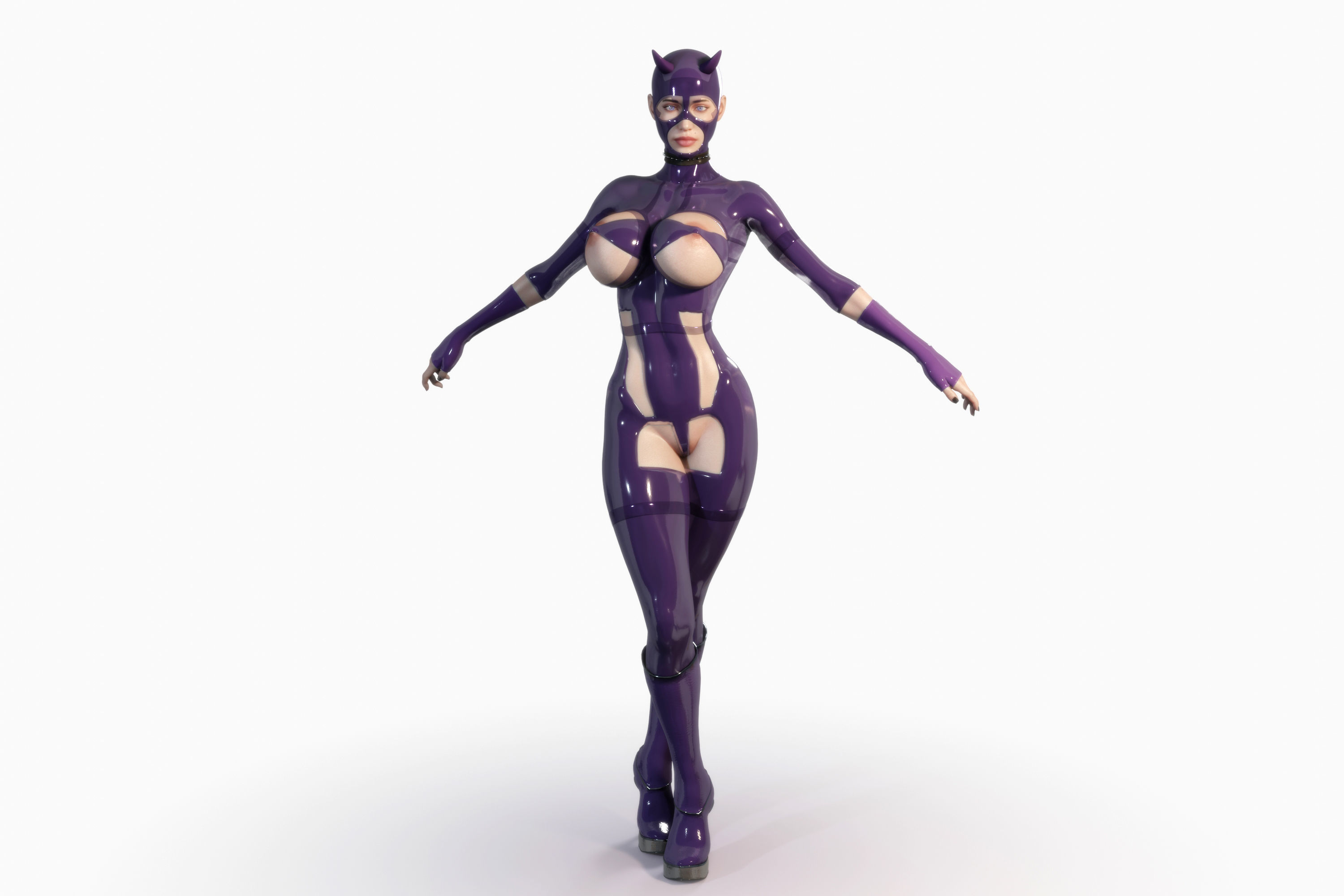 3D Hentai Woman in Latex Suit Rigged 3D model_2