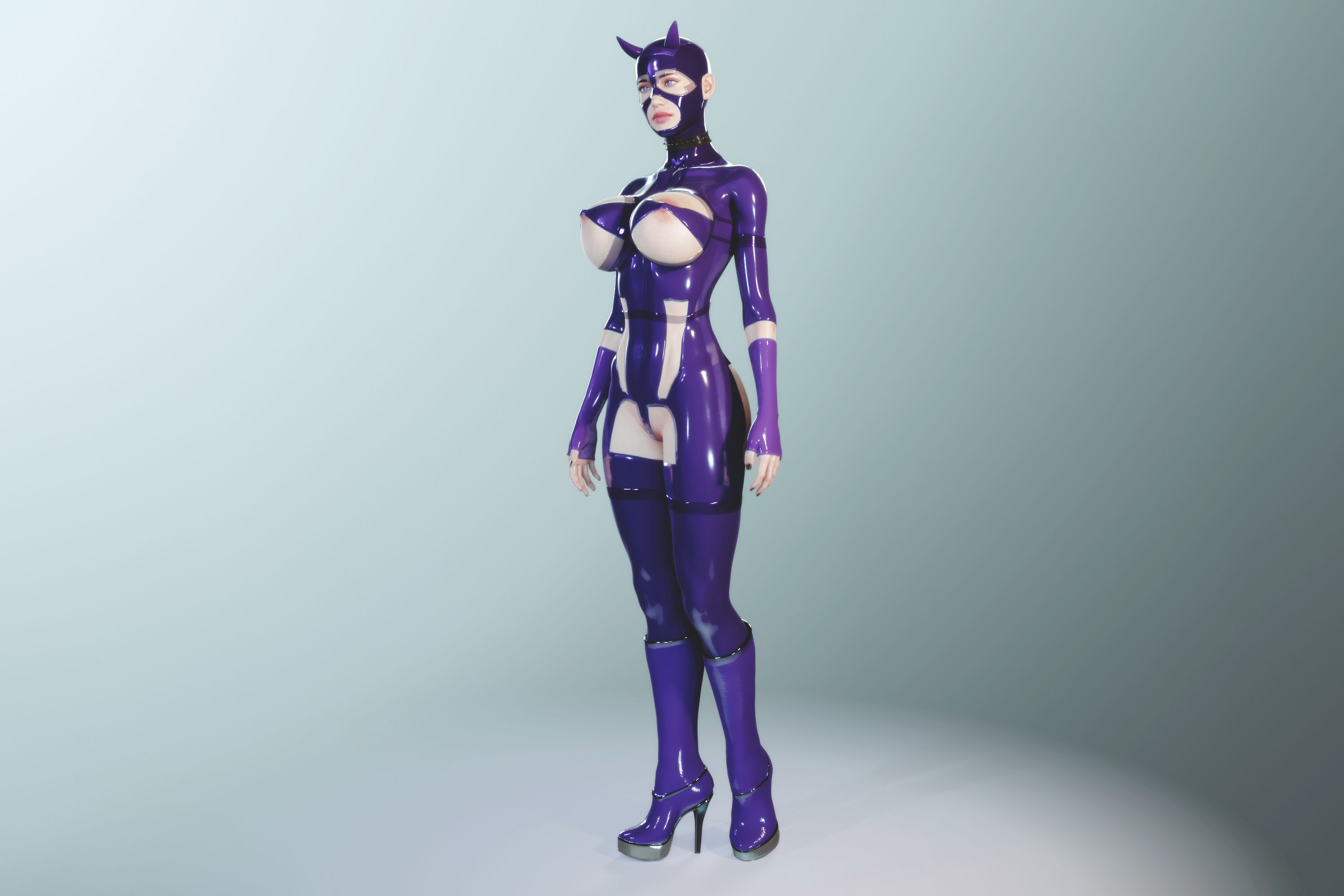 3D Hentai Woman in Latex Suit Rigged 3D model_19