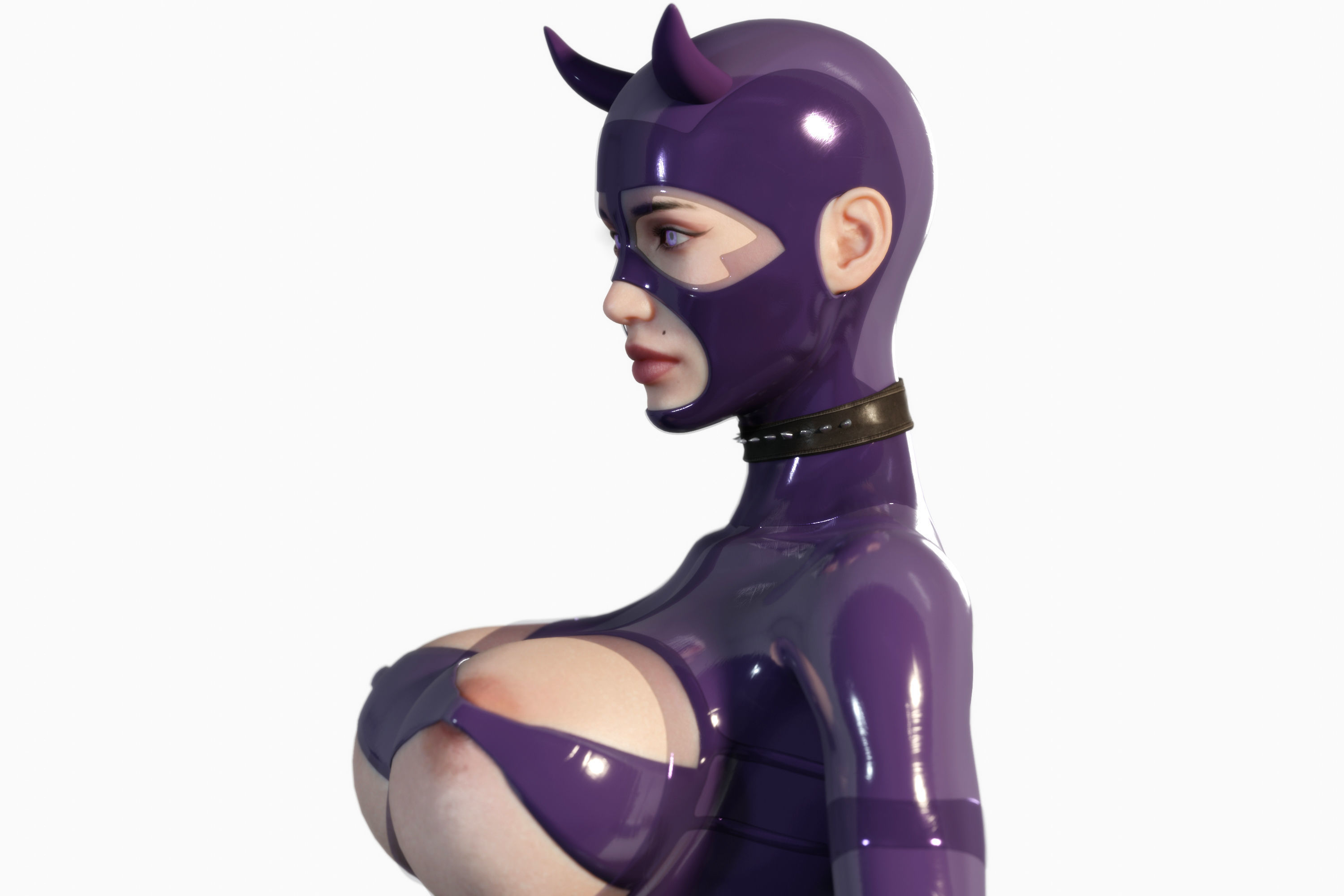 3D Hentai Woman in Latex Suit Rigged 3D model_13
