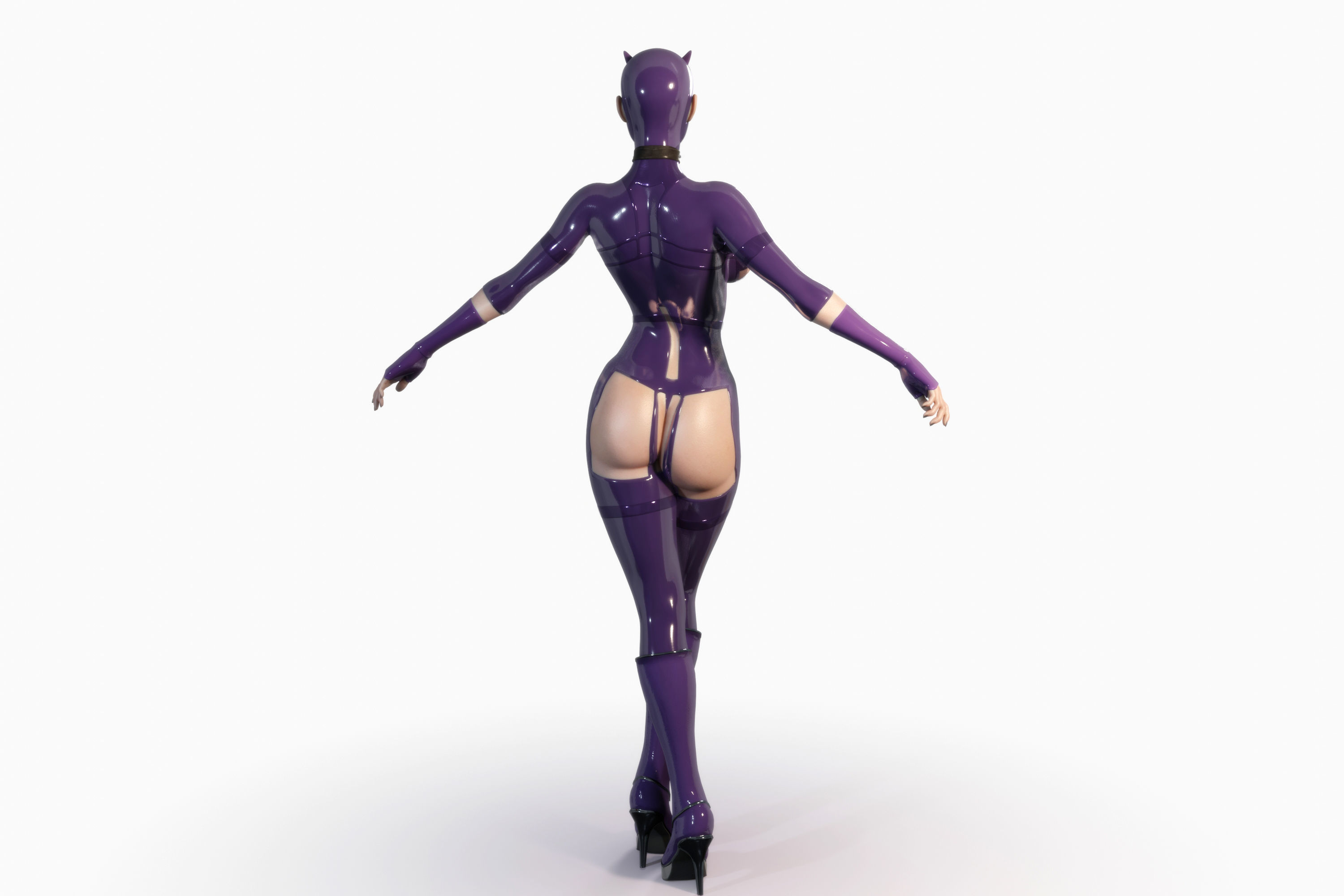 3D Hentai Woman in Latex Suit Rigged 3D model_3