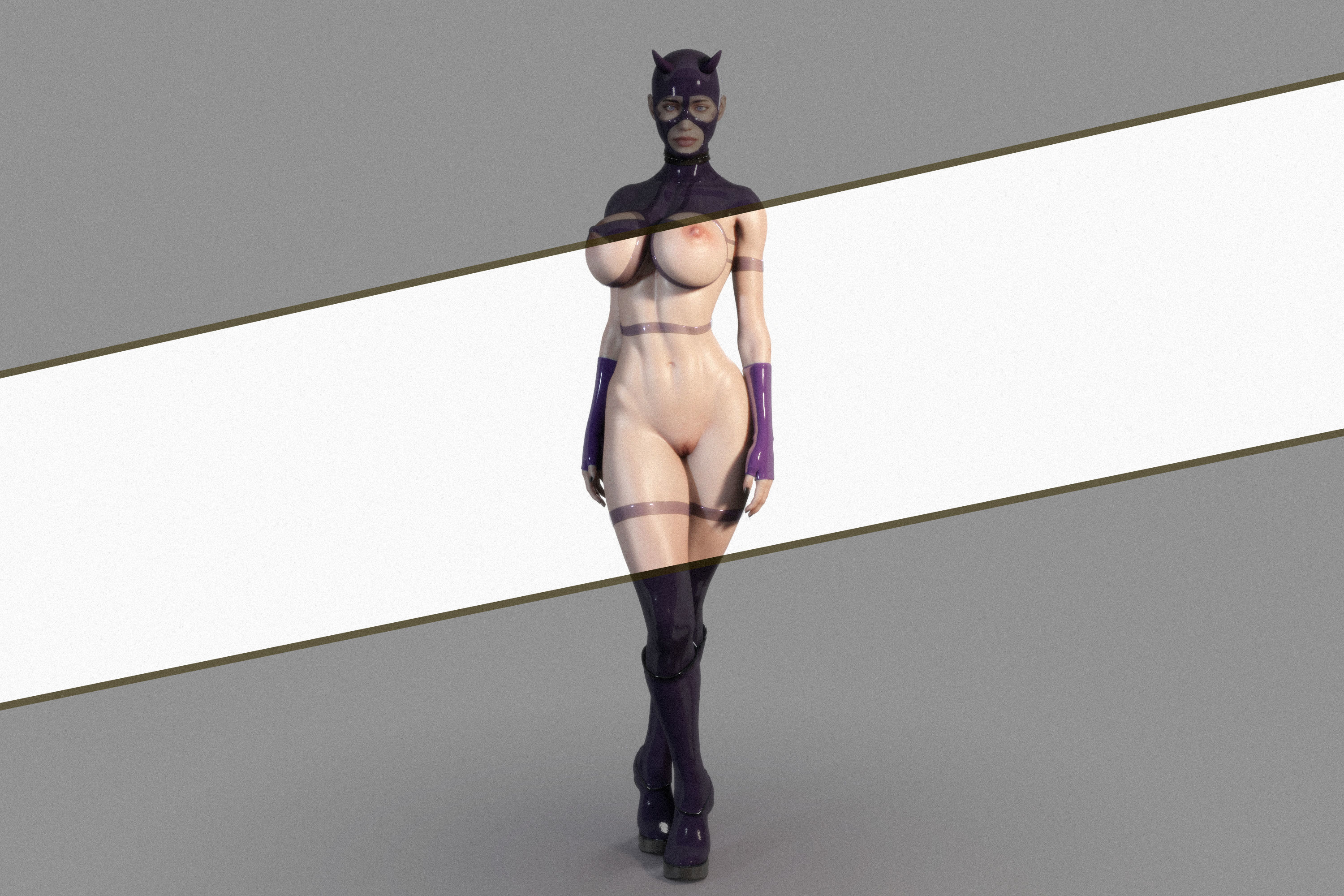 3D Hentai Woman in Latex Suit Rigged 3D model_15