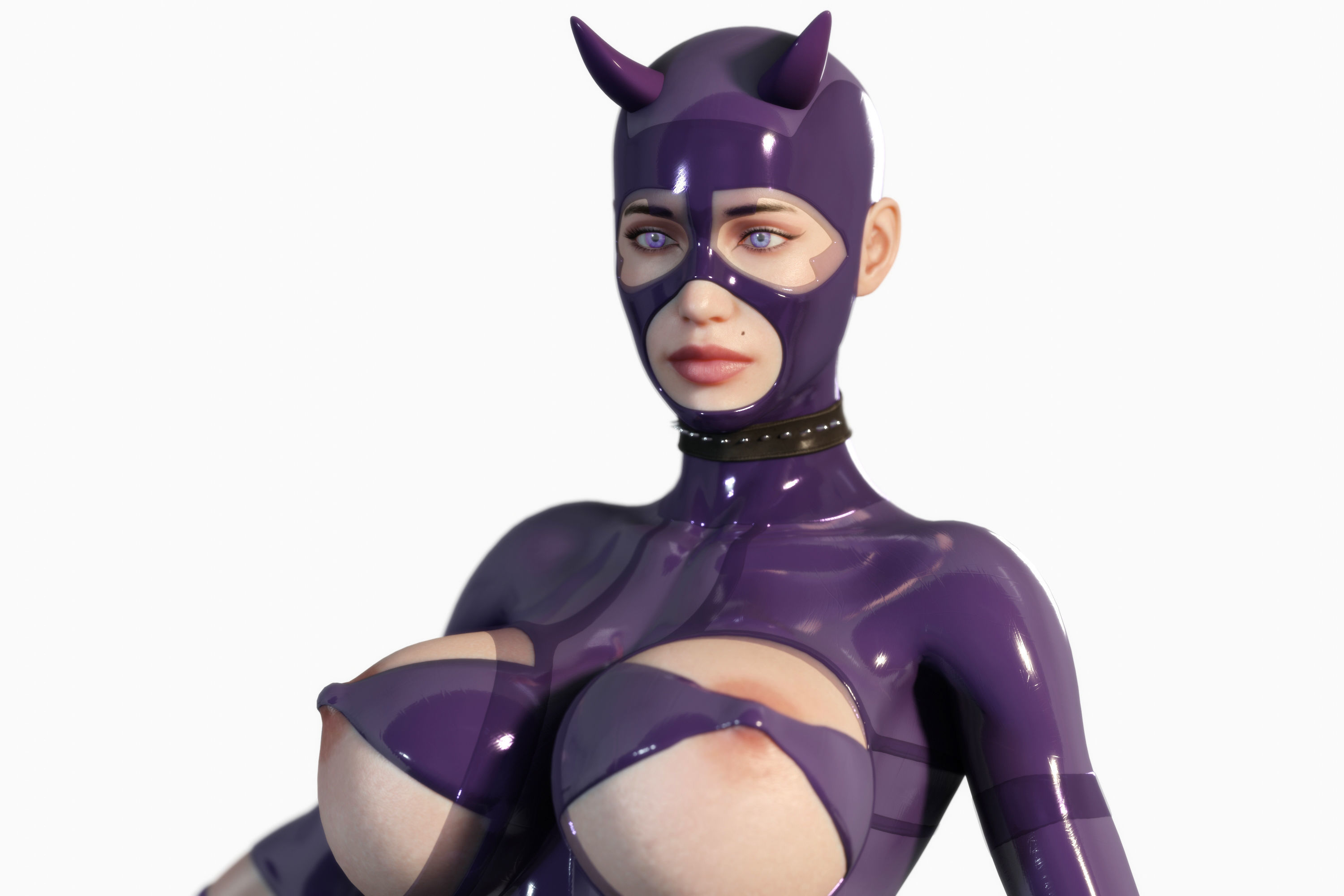 3D Hentai Woman in Latex Suit Rigged 3D model_14