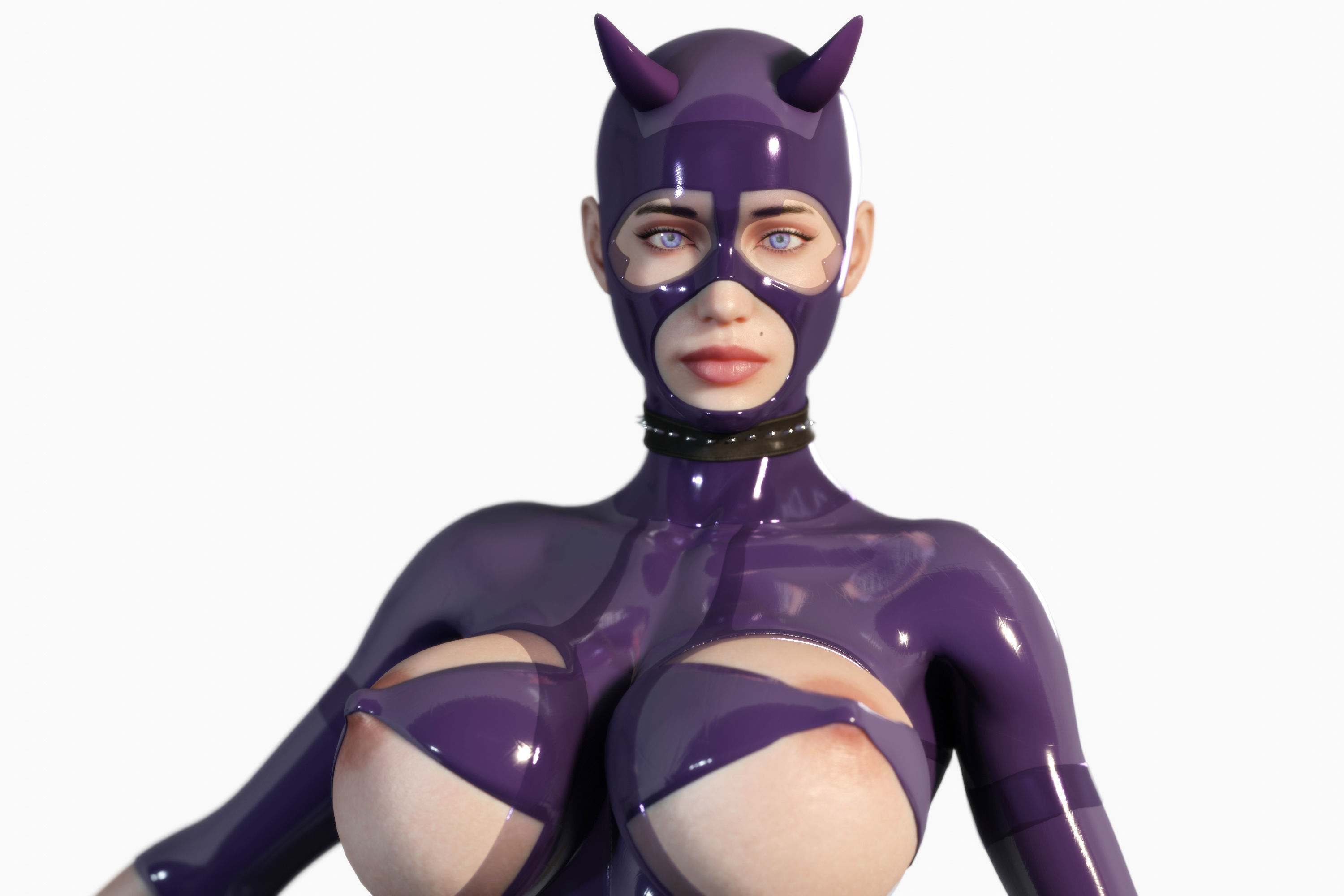 3D Hentai Woman in Latex Suit Rigged 3D model_6