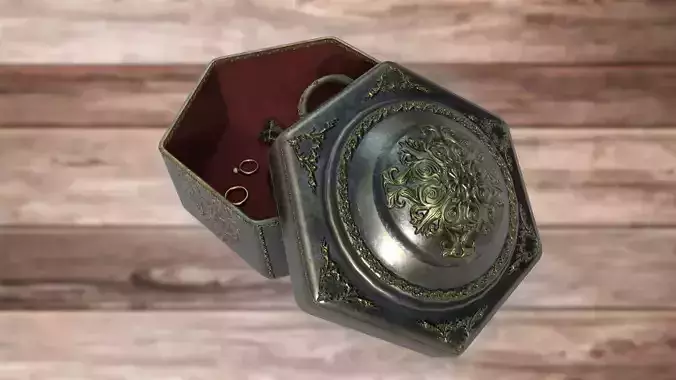 Vintage retro jewelry box PBR low-poly 3D model 