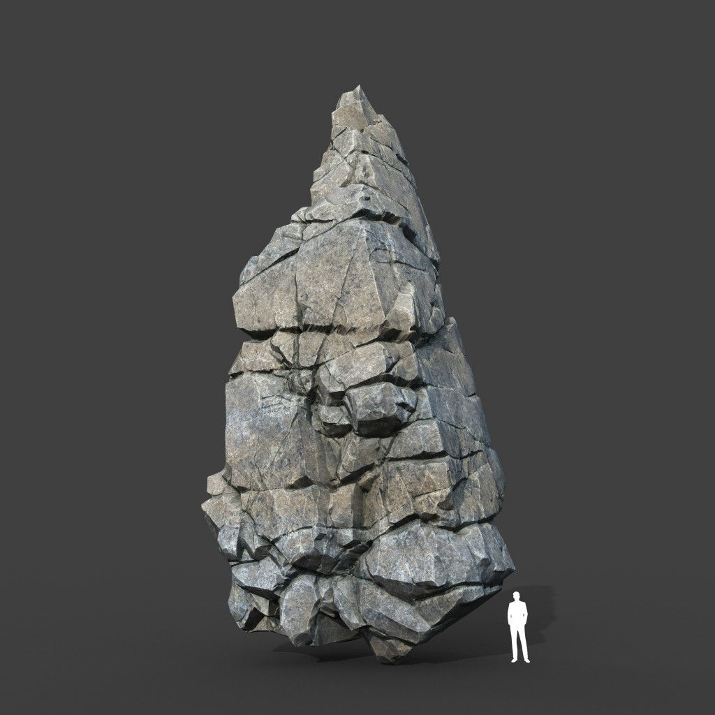 Low poly Gray Cliff Modular Rock 220101 Low-poly 3D model_1