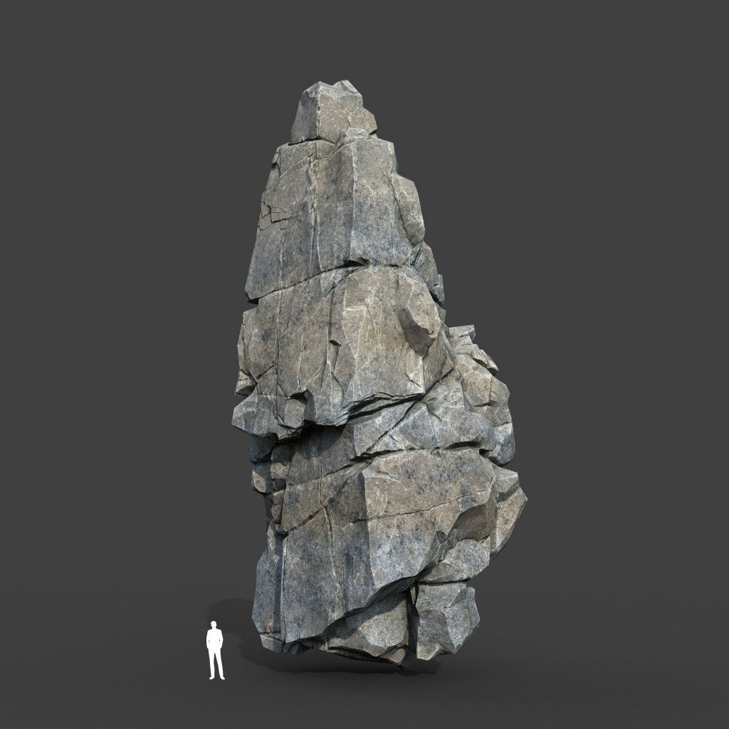 Low poly Gray Cliff Modular Rock 220101 Low-poly 3D model_5