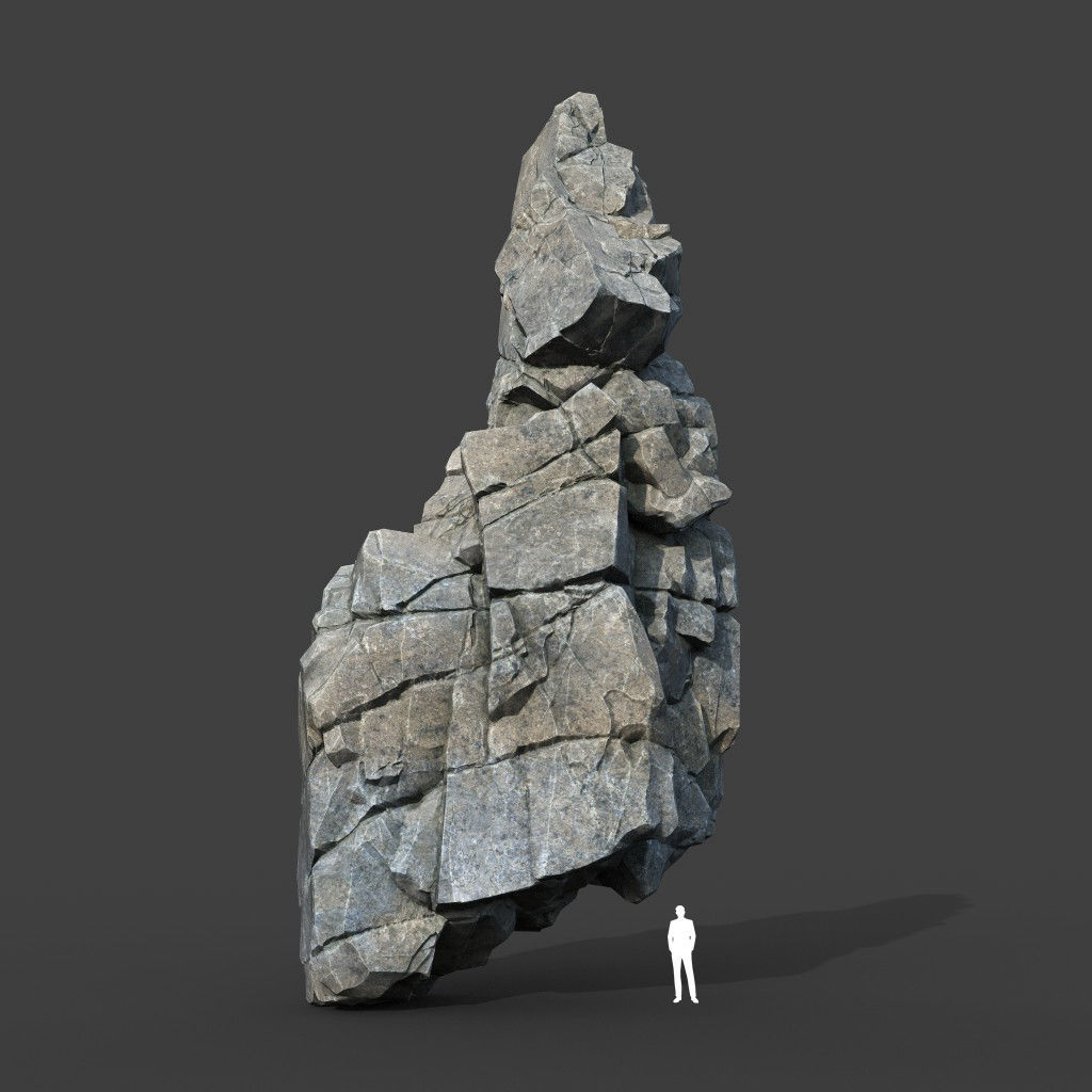 Low poly Gray Cliff Modular Rock 220101 Low-poly 3D model_11