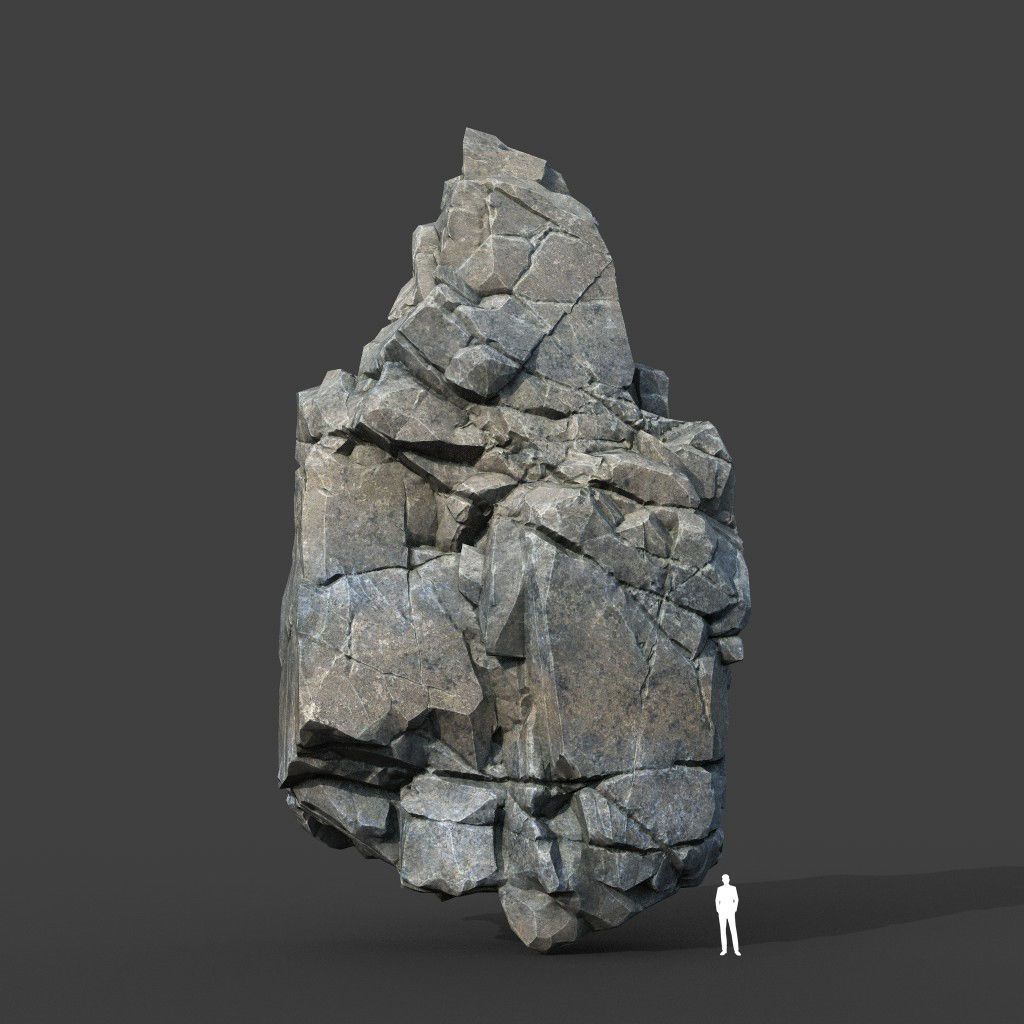 Low poly Gray Cliff Modular Rock 220101 Low-poly 3D model_9