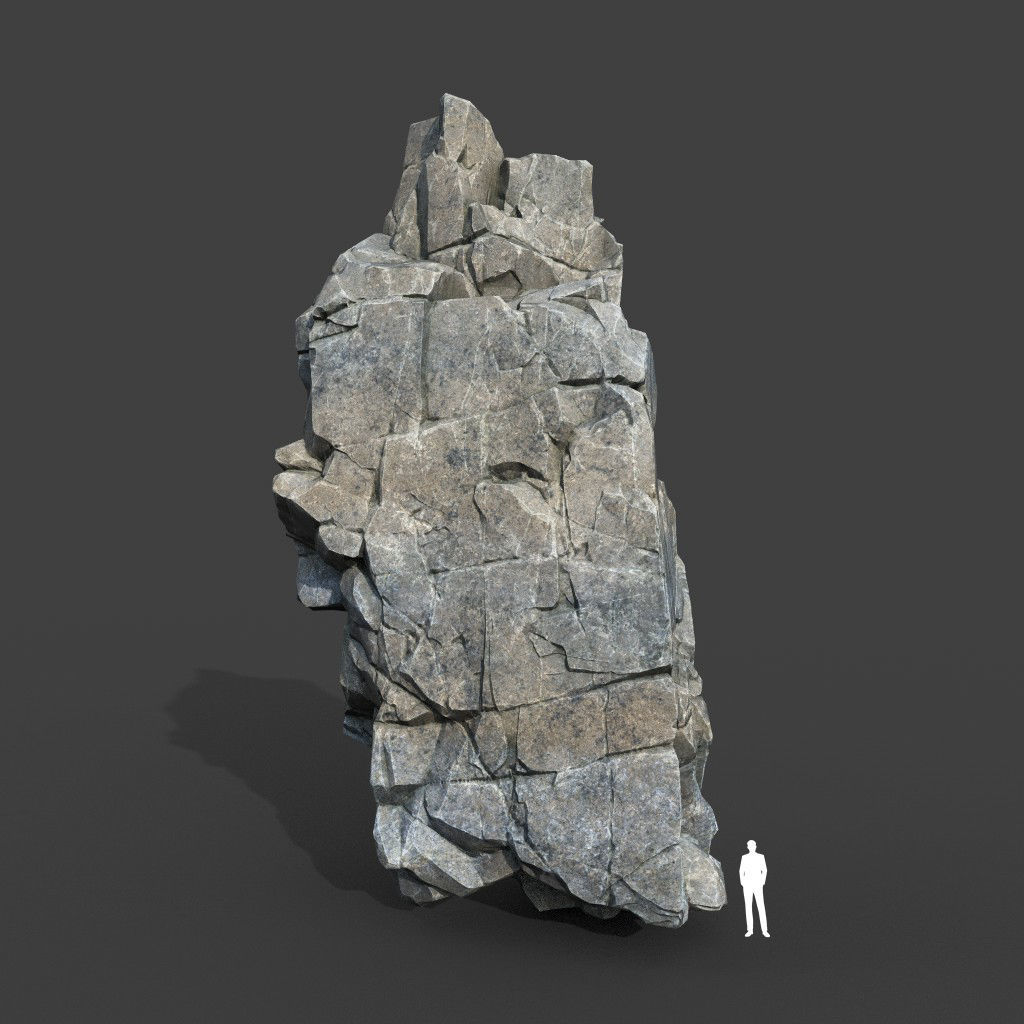 Low poly Gray Cliff Modular Rock 220101 Low-poly 3D model_19