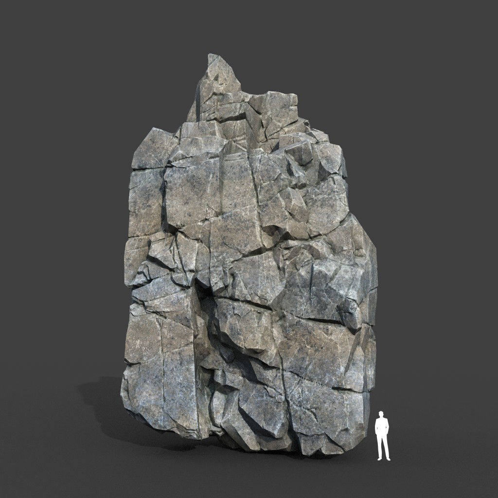 Low poly Gray Cliff Modular Rock 220101 Low-poly 3D model_17