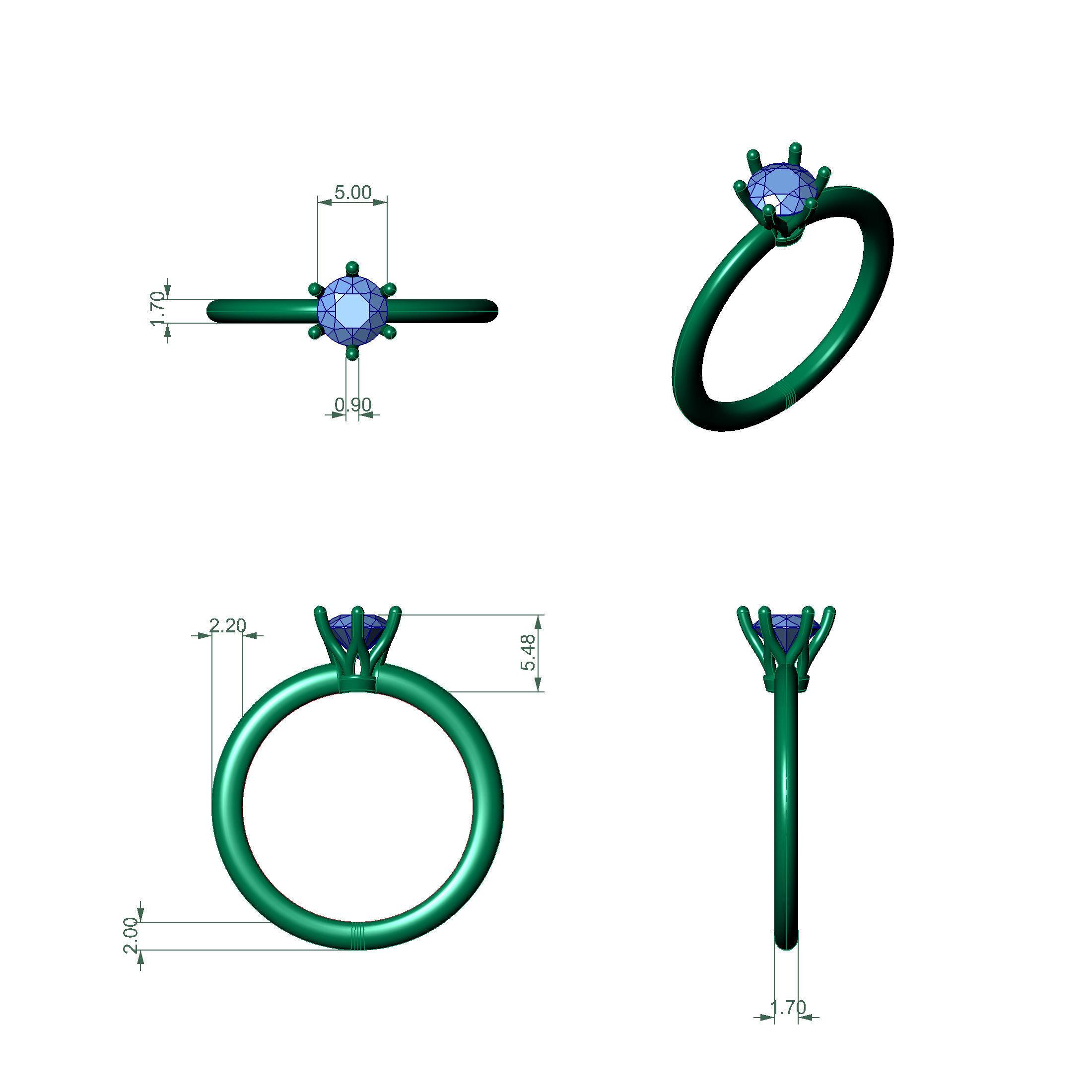 Solitaire Rings 3D print model 3D print model_8