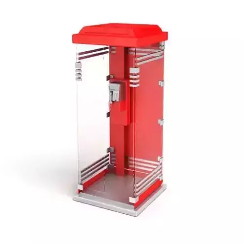 Cabinated Glass Covered Public Telephone Booth 3D model