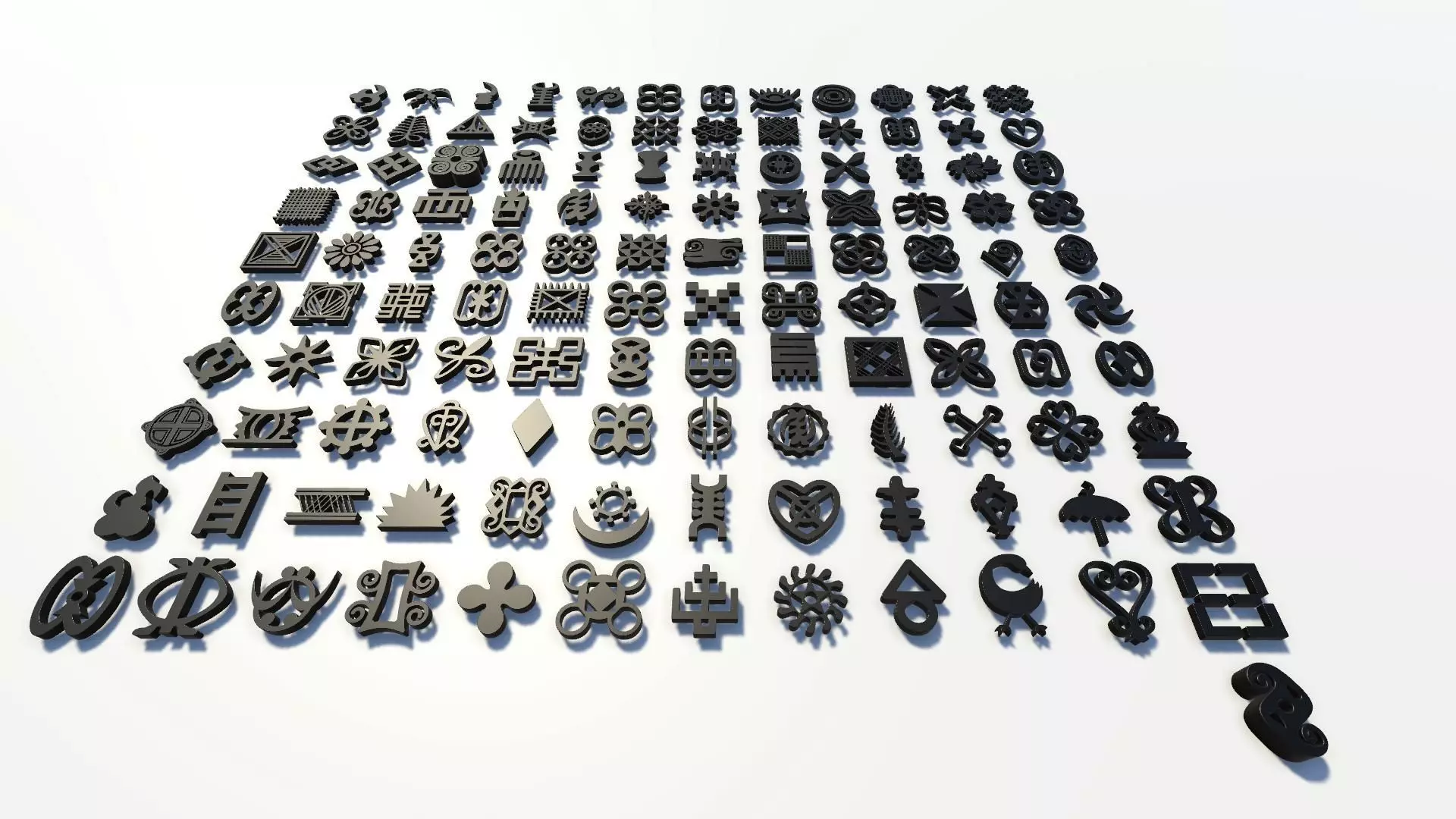 121 Adinkra Symbols - West African Symbols 121 Symbols 3D FBX 3D model_0