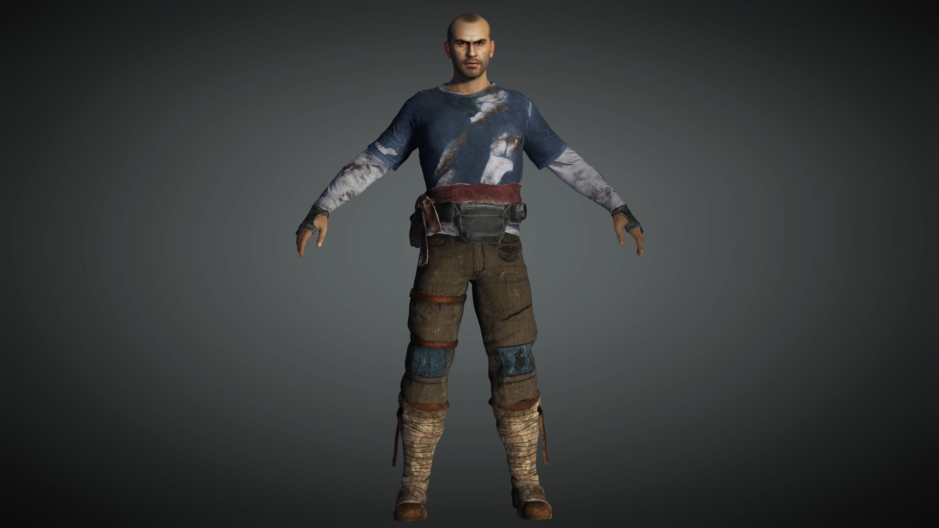 AAA Apocalypse Male Character 11 Low-poly 3D model_7