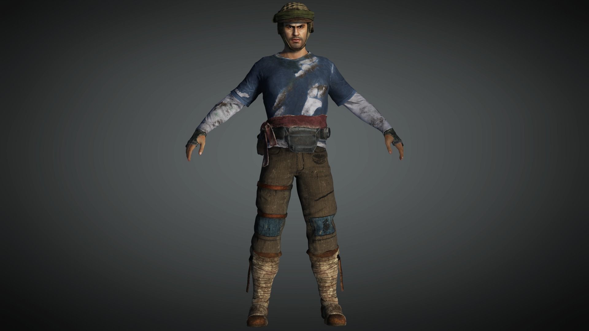 AAA Apocalypse Male Character 11 Low-poly 3D model_8