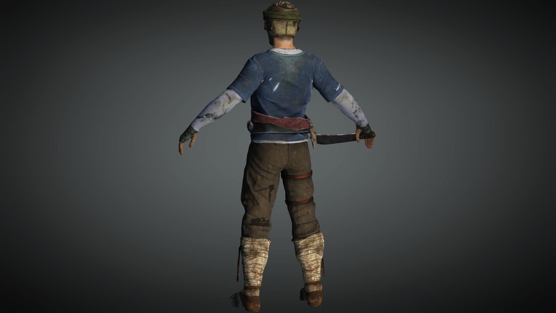 AAA Apocalypse Male Character 11 Low-poly 3D model_14