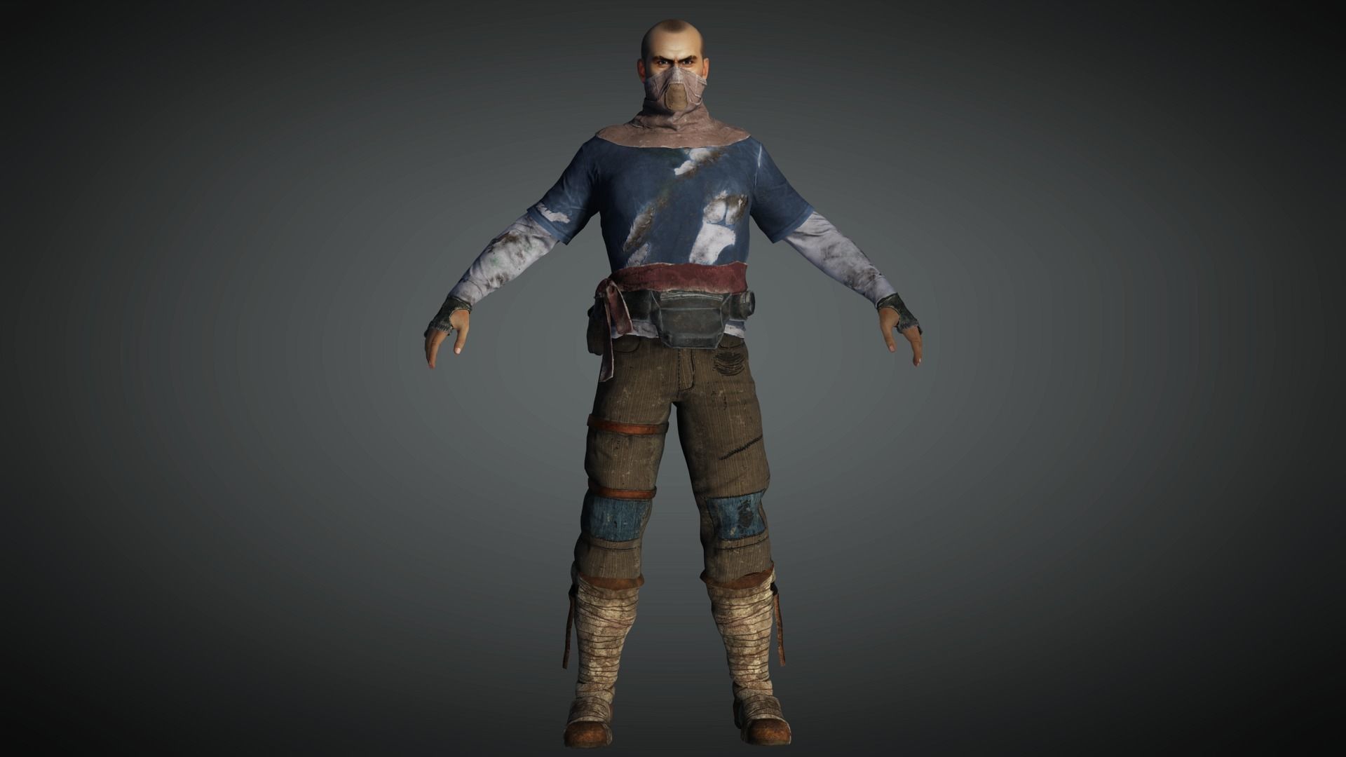 AAA Apocalypse Male Character 11 Low-poly 3D model_6