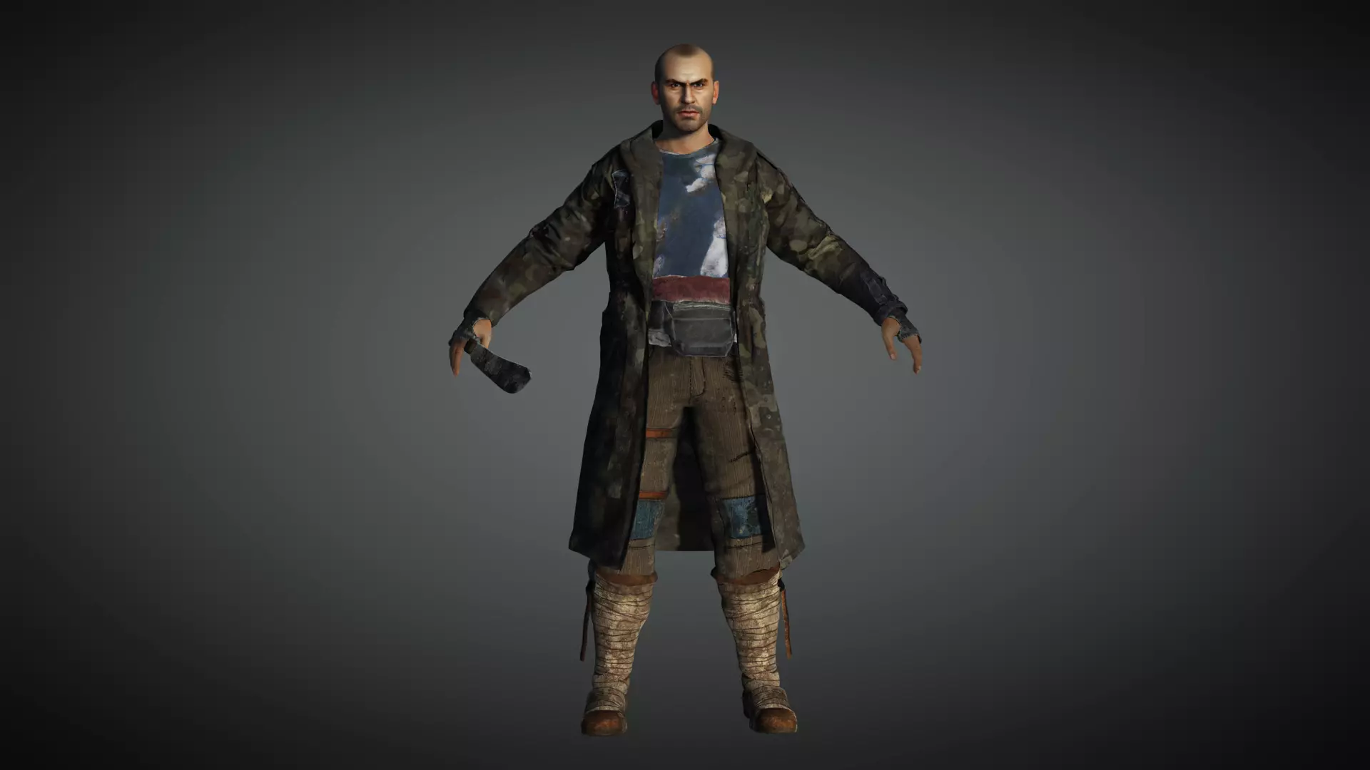 AAA Apocalypse Male Character 11 Low-poly 3D model_0