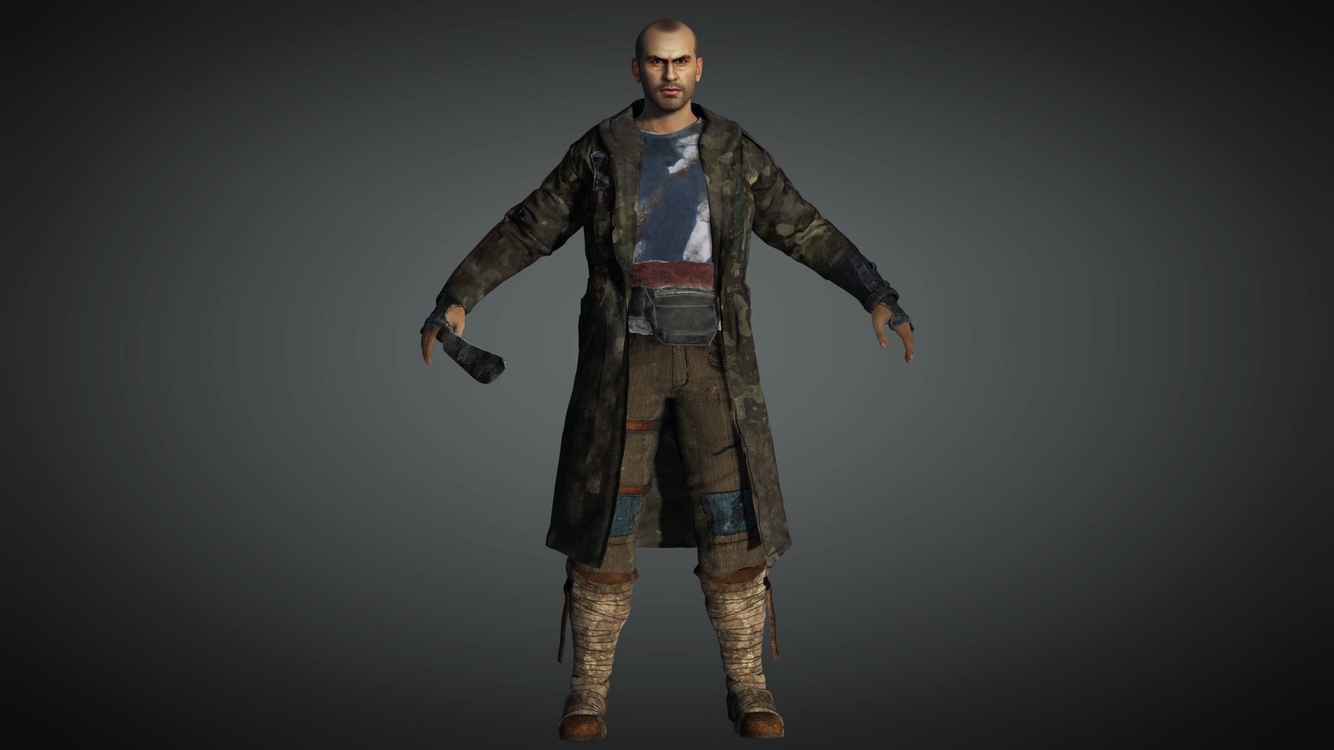 AAA Apocalypse Male Character 11 Low-poly 3D model_1