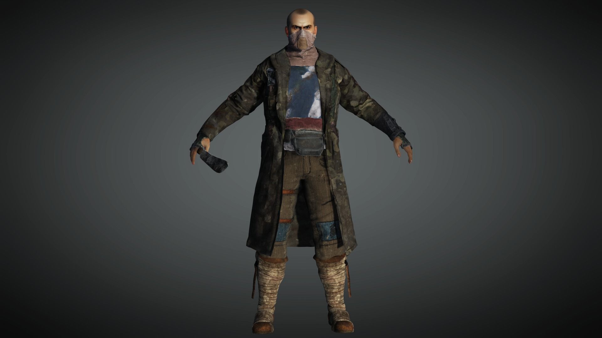 AAA Apocalypse Male Character 11 Low-poly 3D model_4