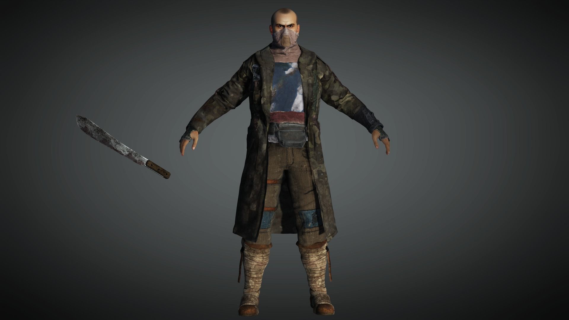 AAA Apocalypse Male Character 11 Low-poly 3D model_5