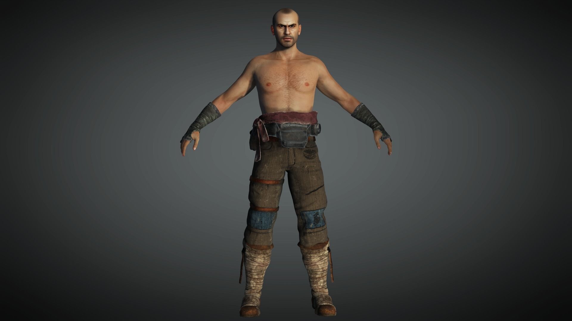 AAA Apocalypse Male Character 11 Low-poly 3D model_9
