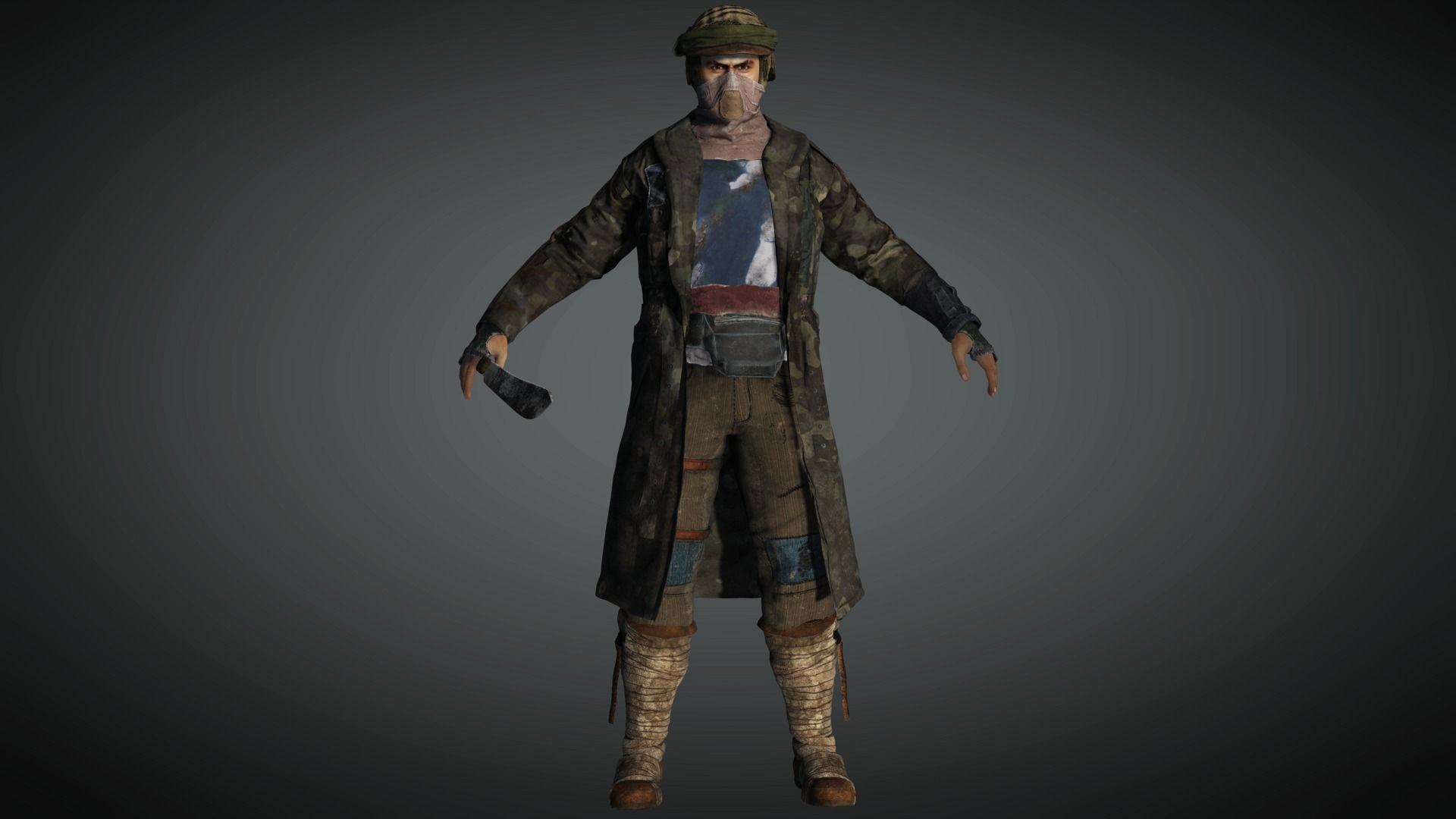 AAA Apocalypse Male Character 11 Low-poly 3D model_3
