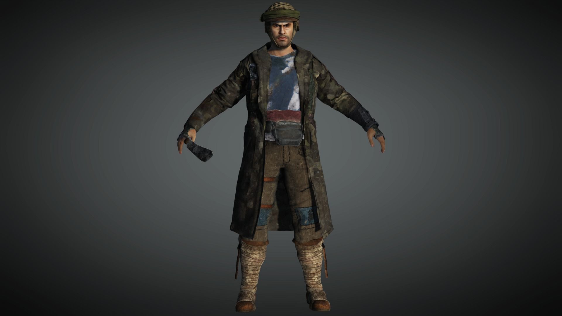AAA Apocalypse Male Character 11 Low-poly 3D model_2