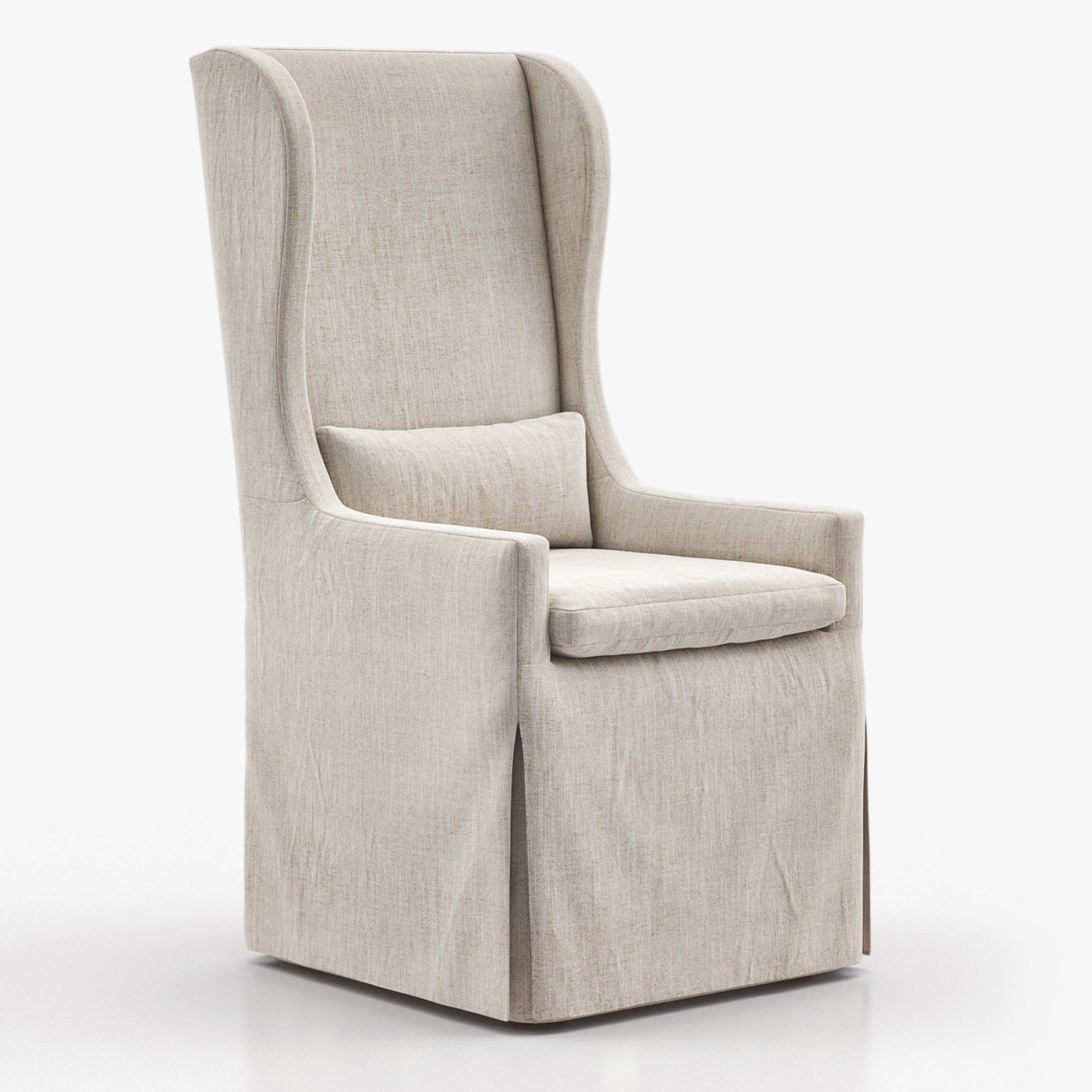 Belgian Wingback Slip Covered Dining Armchair 3D model_1