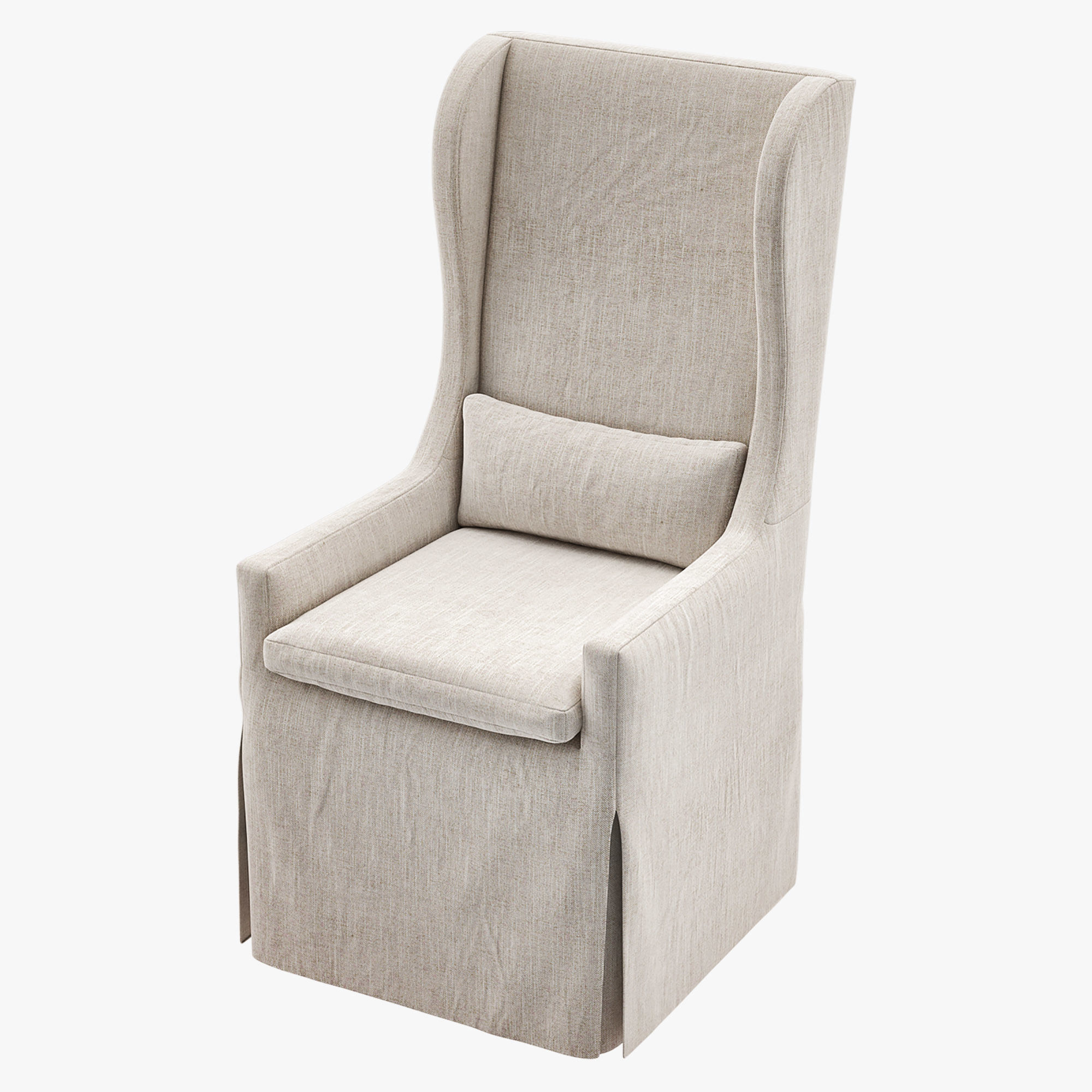 Belgian Wingback Slip Covered Dining Armchair 3D model_2