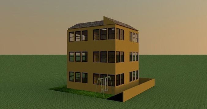 2-floor tall beutiful goldern brown building code - 105 Free 3D print model