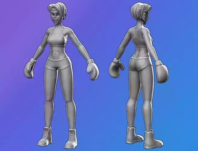 Girl Boxer - basemesh high-poly sculpt 3D model